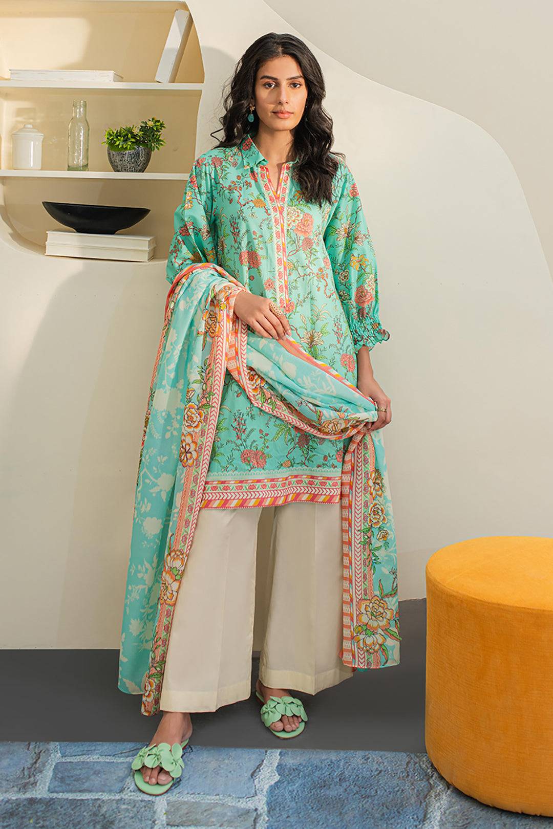Zellbury | Unstitched 2 Piece Lawn | Shirt Dupatta - 1157 by Maria Faisal - Registered Vendor of : Zellbury Women - type : Essential Unstitched - 100% original wedding dresses