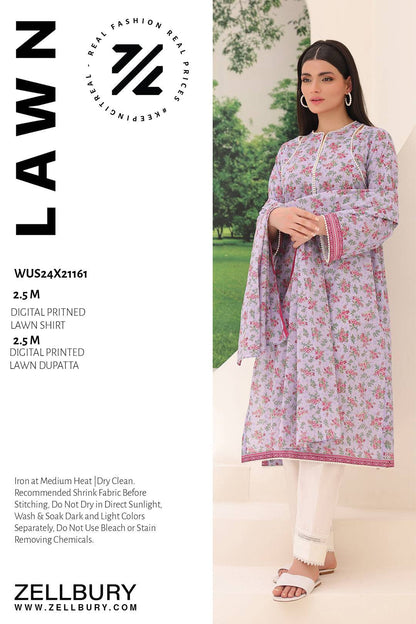 Zellbury | Unstitched 2 Piece Lawn | Shirt Dupatta - 1161 by Maria Faisal - Registered Vendor of : Zellbury Women - type : Essential Unstitched - 100% original wedding dresses