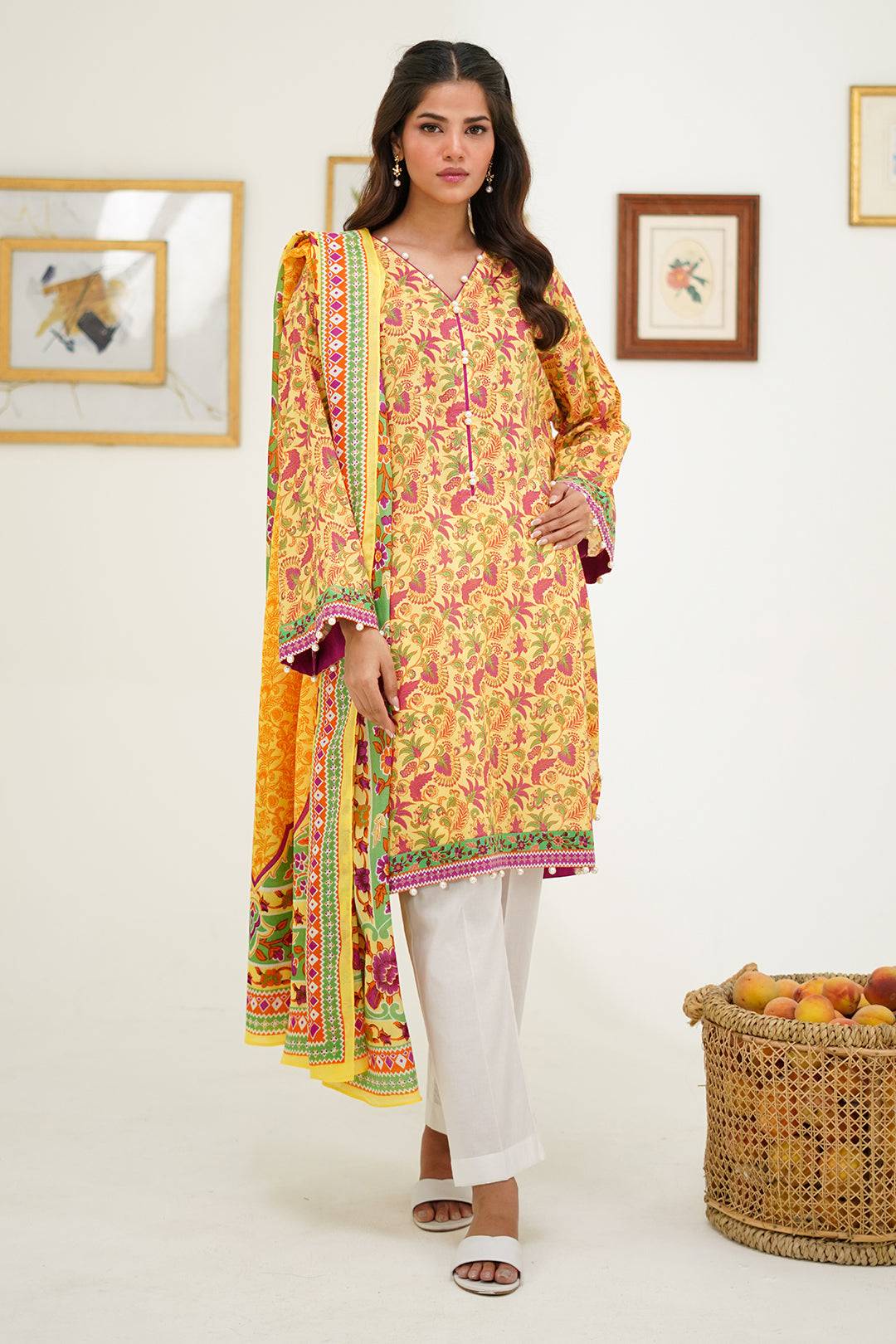 Zellbury | Unstitched 2 Piece Lawn | Shirt Dupatta - 1300 by Maria Faisal - Registered Vendor of : Zellbury Women - type : Essential Unstitched - 100% original wedding dresses