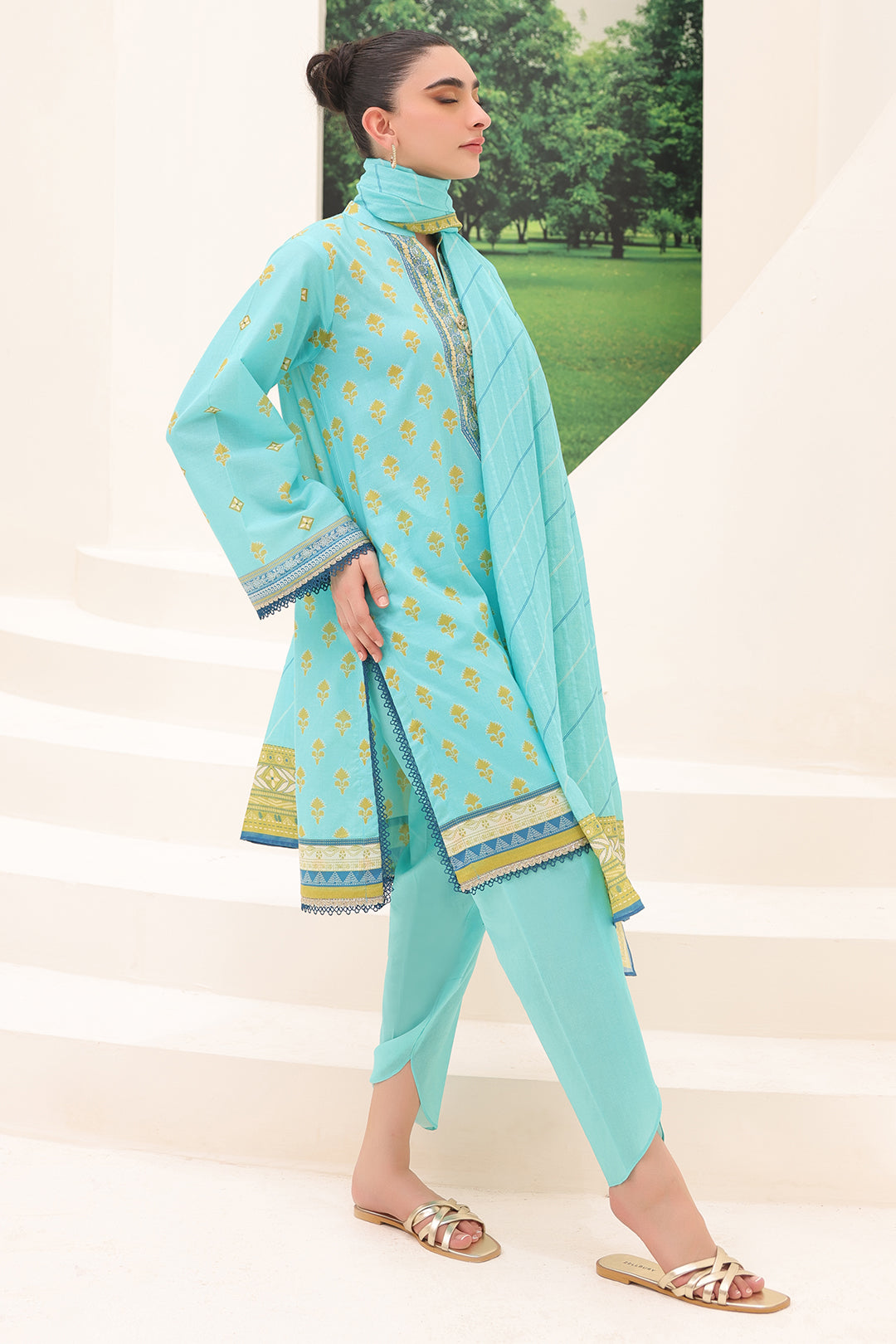 Zellbury | Unstitched 3 Piece Lawn | Shirt Shalwar Dupatta - 1191 - Designer Dress with Intricate embroidery and embellishments. Shop elegent wedding dress at Maria Faisal.