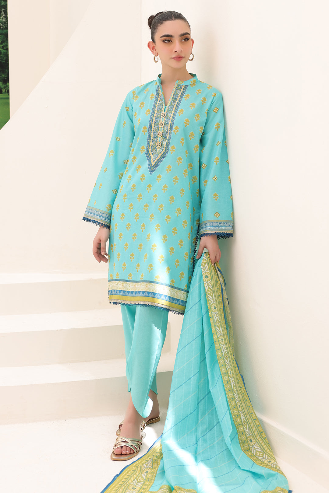 Zellbury | Unstitched 3 Piece Lawn | Shirt Shalwar Dupatta - 1191 - Designer Dress with Intricate embroidery and embellishments. Shop elegent wedding dress at Maria Faisal.