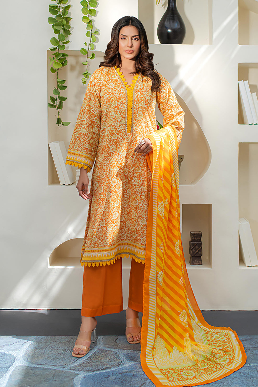 Zellbury | Unstitched 3 Piece Lawn | Shirt Shalwar Dupatta - 1197 - Designer Dress with Intricate embroidery and embellishments. Shop elegent wedding dress at Maria Faisal.