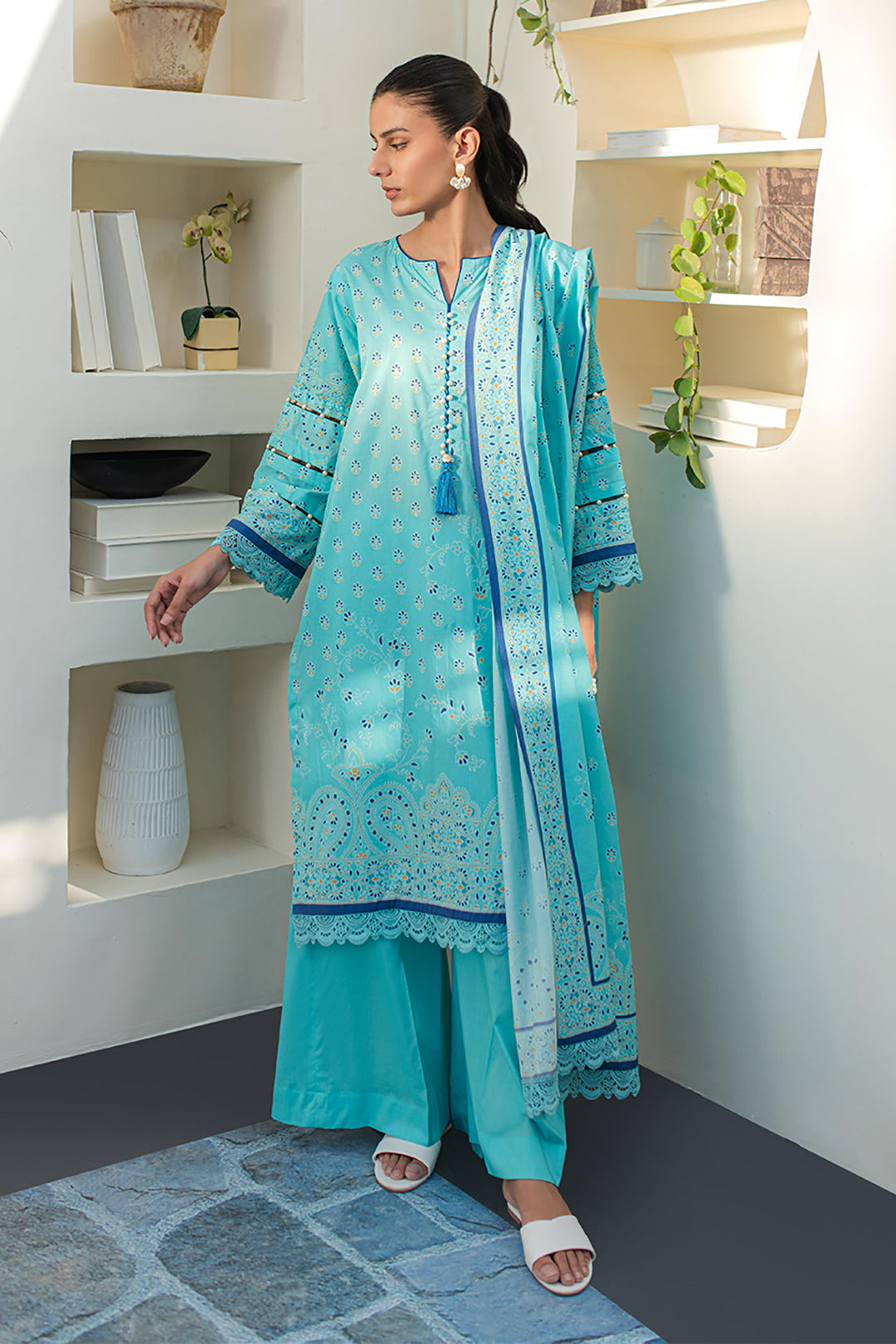 Zellbury | Unstitched 3 Piece Lawn | Shirt Shalwar Dupatta - 1198 - Designer Dress with Intricate embroidery and embellishments. Shop elegent wedding dress at Maria Faisal.