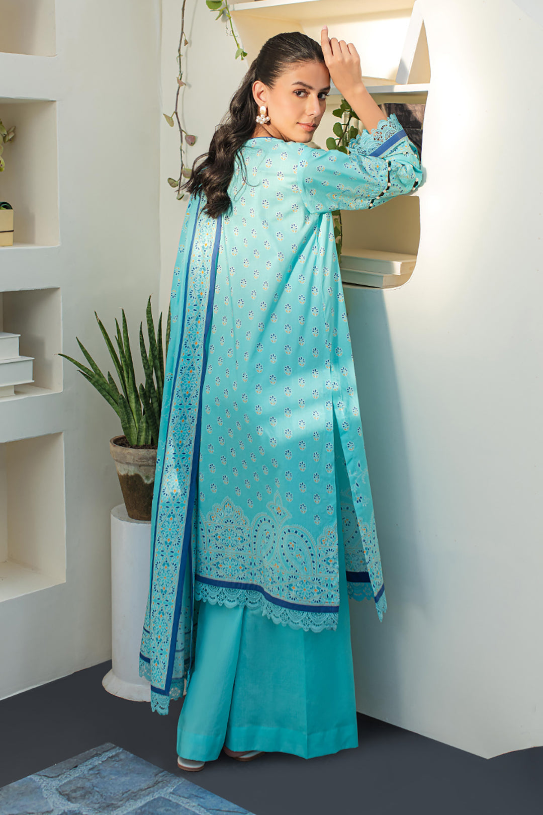 Zellbury | Unstitched 3 Piece Lawn | Shirt Shalwar Dupatta - 1198 - Designer Dress with Intricate embroidery and embellishments. Shop elegent wedding dress at Maria Faisal.