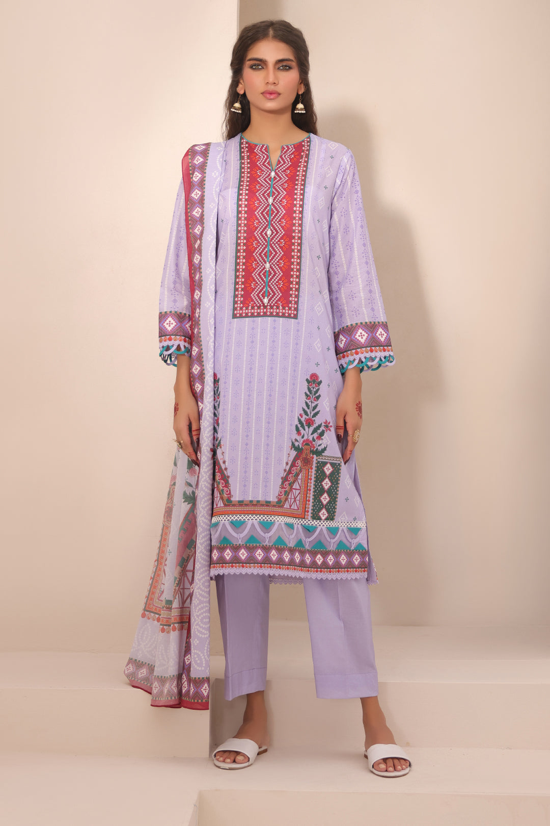 Zellbury | Unstitched 3 Piece Lawn | Shirt Shalwar Dupatta - 1213 - Designer Dress with Intricate embroidery and embellishments. Shop elegent wedding dress at Maria Faisal.