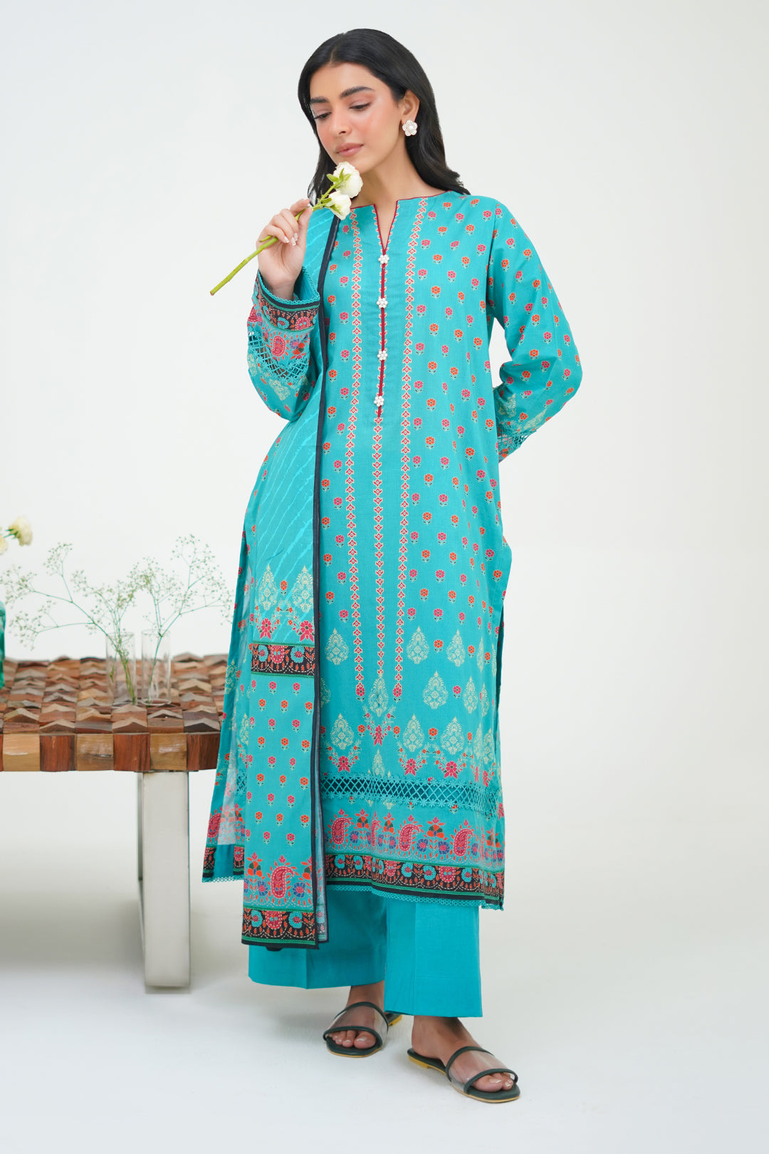Zellbury | Unstitched 3 Piece Lawn | Shirt Shalwar Dupatta - 1227 - Designer Dress with Intricate embroidery and embellishments. Shop elegent wedding dress at Maria Faisal.