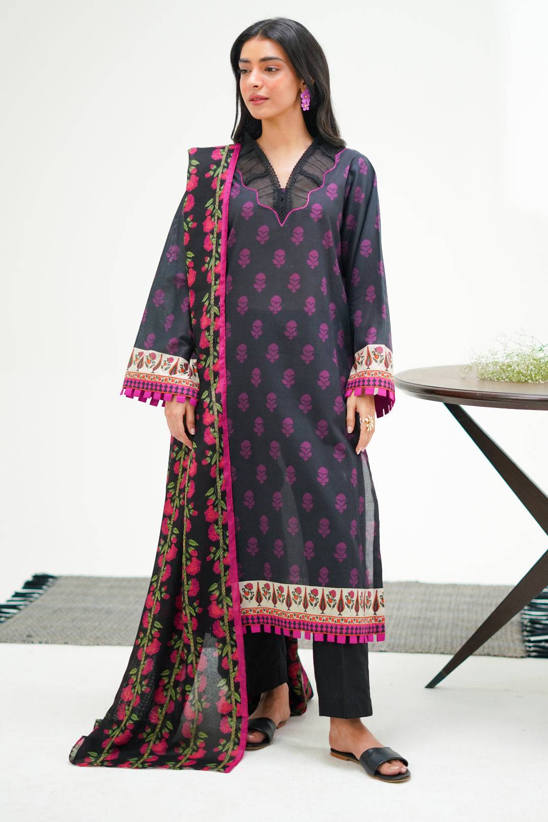 Zellbury | Unstitched 3 Piece Lawn | Shirt Shalwar Dupatta - 1324 by Maria Faisal - Registered Vendor of : Zellbury Women - type : Essential Unstitched - 100% original wedding dresses