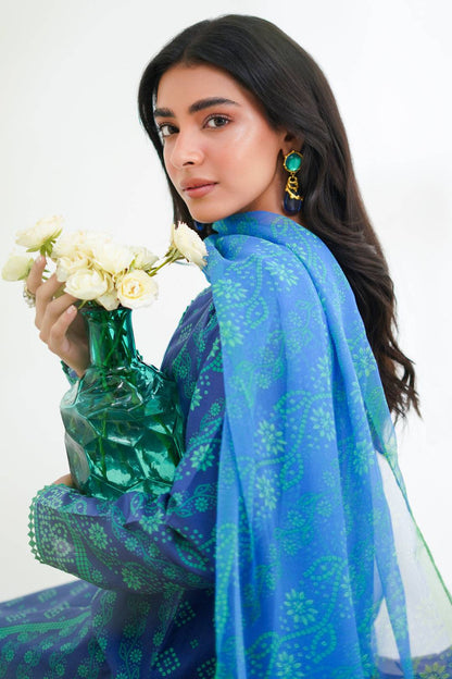 Zellbury | Unstitched 3 Piece Lawn | Shirt Shalwar Dupatta - 1417 by Maria Faisal - Registered Vendor of : Zellbury Women - type : Essential Unstitched - 100% original wedding dresses