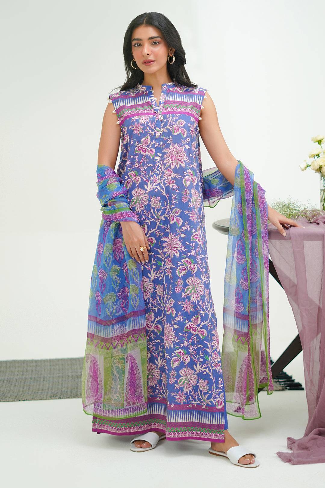 Zellbury | Unstitched 3 Piece Lawn | Shirt Shalwar Dupatta - 1501 by Maria Faisal - Registered Vendor of : Zellbury Women - type : Essential Unstitched - 100% original wedding dresses