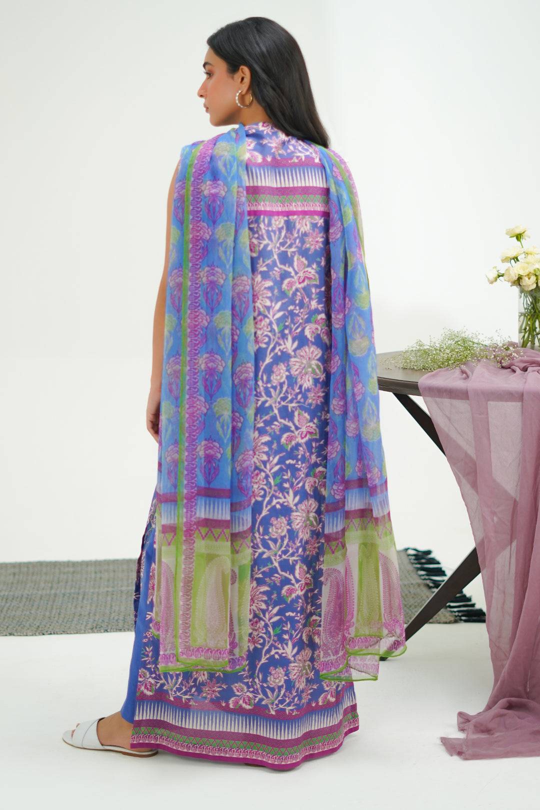 Zellbury | Unstitched 3 Piece Lawn | Shirt Shalwar Dupatta - 1501 by Maria Faisal - Registered Vendor of : Zellbury Women - type : Essential Unstitched - 100% original wedding dresses