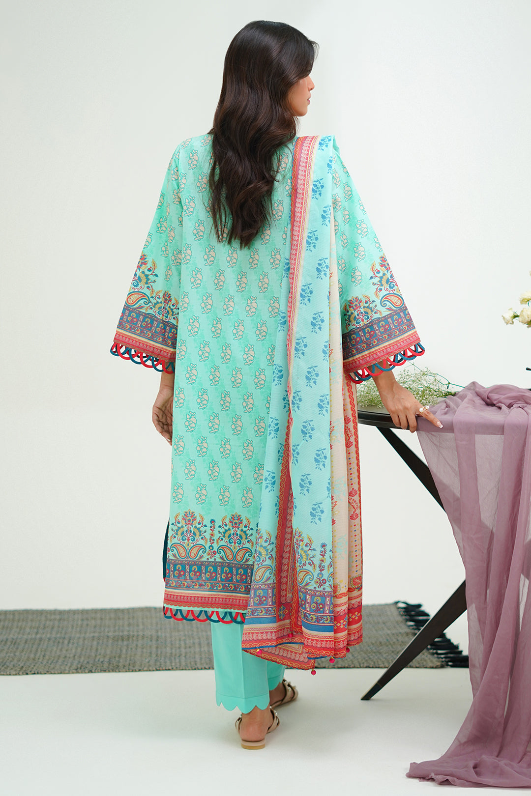 Zellbury | Unstitched 3 Piece Lawn | Shirt Shalwar Dupatta - 1504 - Designer Dress with Intricate embroidery and embellishments. Shop elegent wedding dress at Maria Faisal.