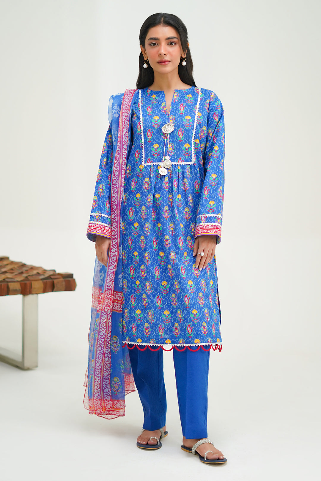 Zellbury | Unstitched 3 Piece Lawn | Shirt Shalwar Dupatta - 1505 - Designer Dress with Intricate embroidery and embellishments. Shop elegent wedding dress at Maria Faisal.