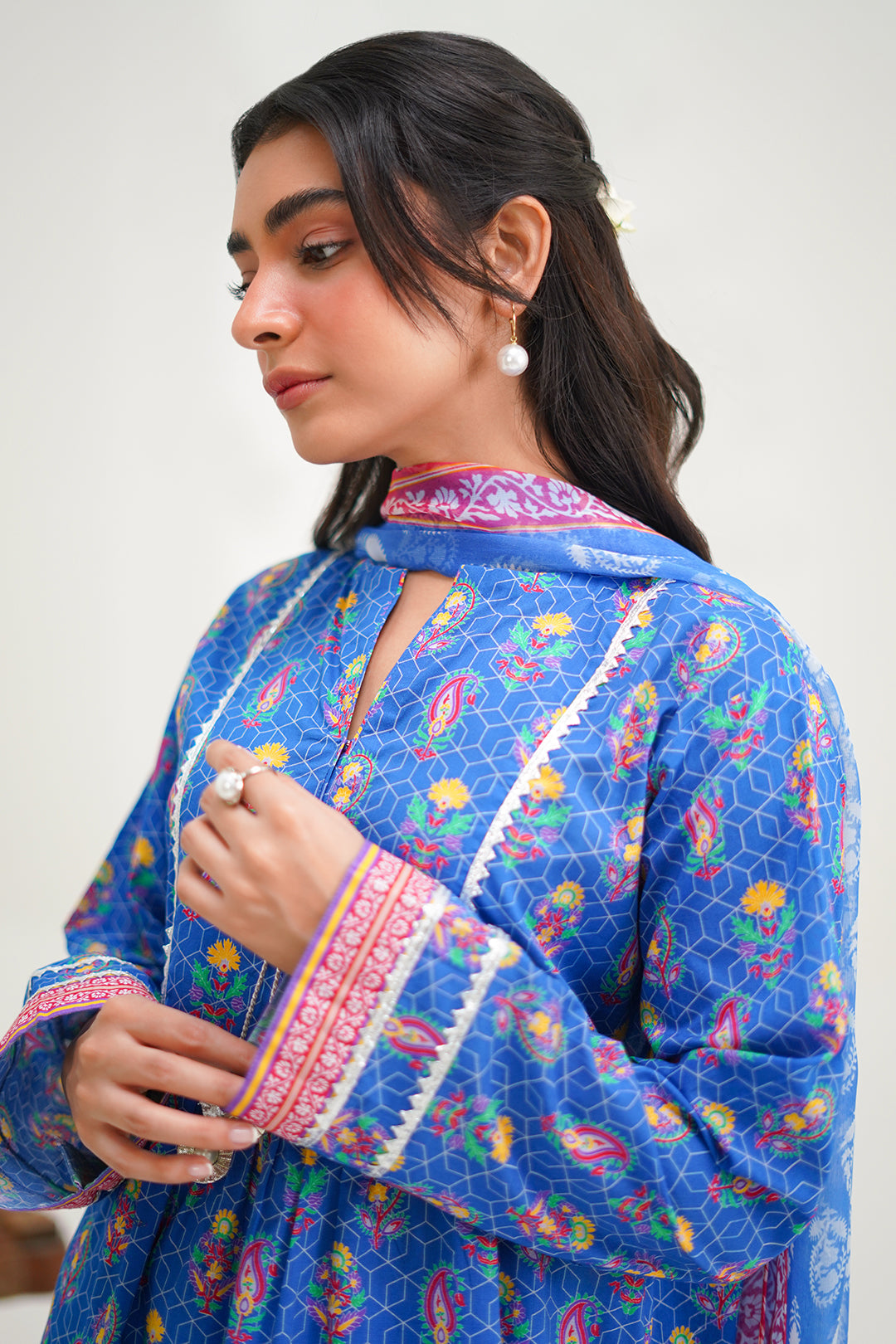 Zellbury | Unstitched 3 Piece Lawn | Shirt Shalwar Dupatta - 1505 - Designer Dress with Intricate embroidery and embellishments. Shop elegent wedding dress at Maria Faisal.