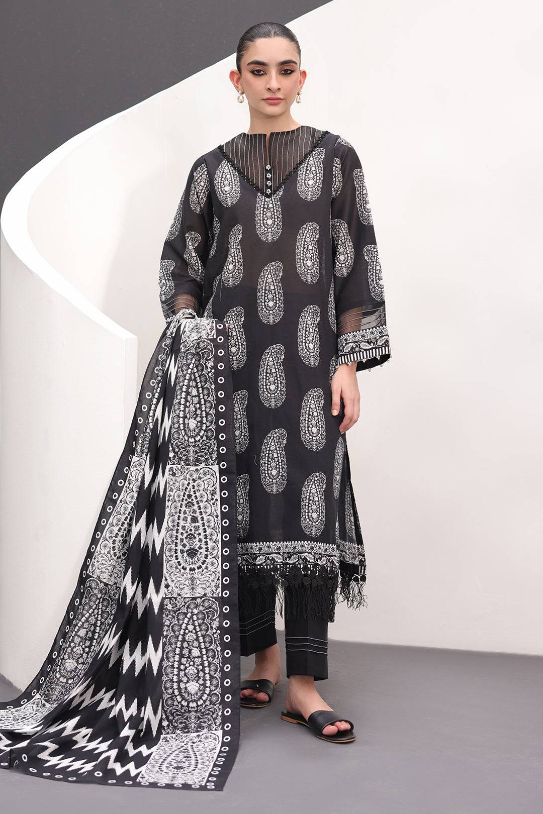 Zellbury | Unstitched 3 Piece Lawn | Shirt Shalwar Dupatta - 1525 by Maria Faisal - Registered Vendor of : Zellbury Women - type : Essential Unstitched - 100% original wedding dresses