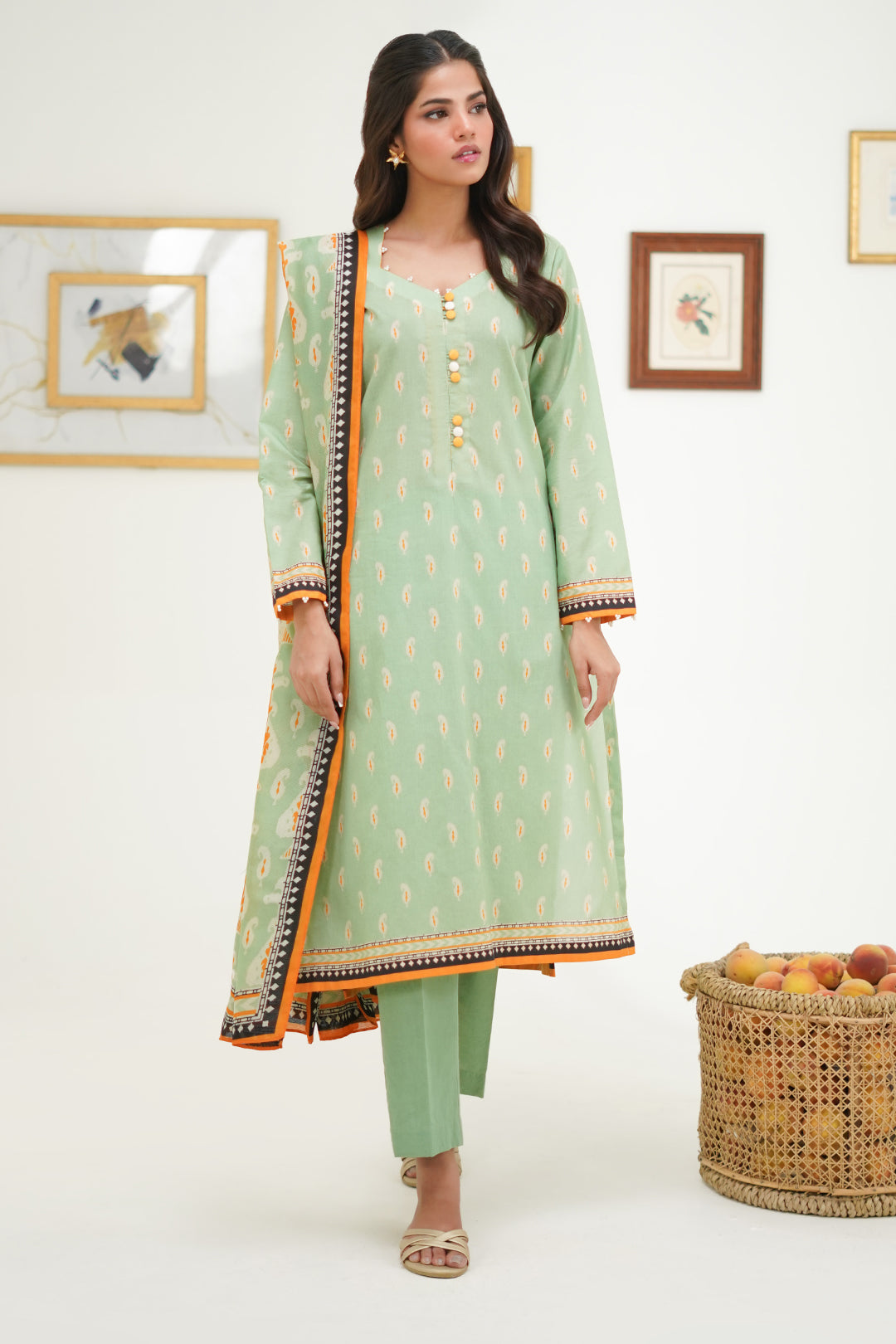 Zellbury | Unstitched 3 Piece Lawn | Shirt Shalwar Dupatta - 1572 - Designer Dress with Intricate embroidery and embellishments. Shop elegent wedding dress at Maria Faisal.