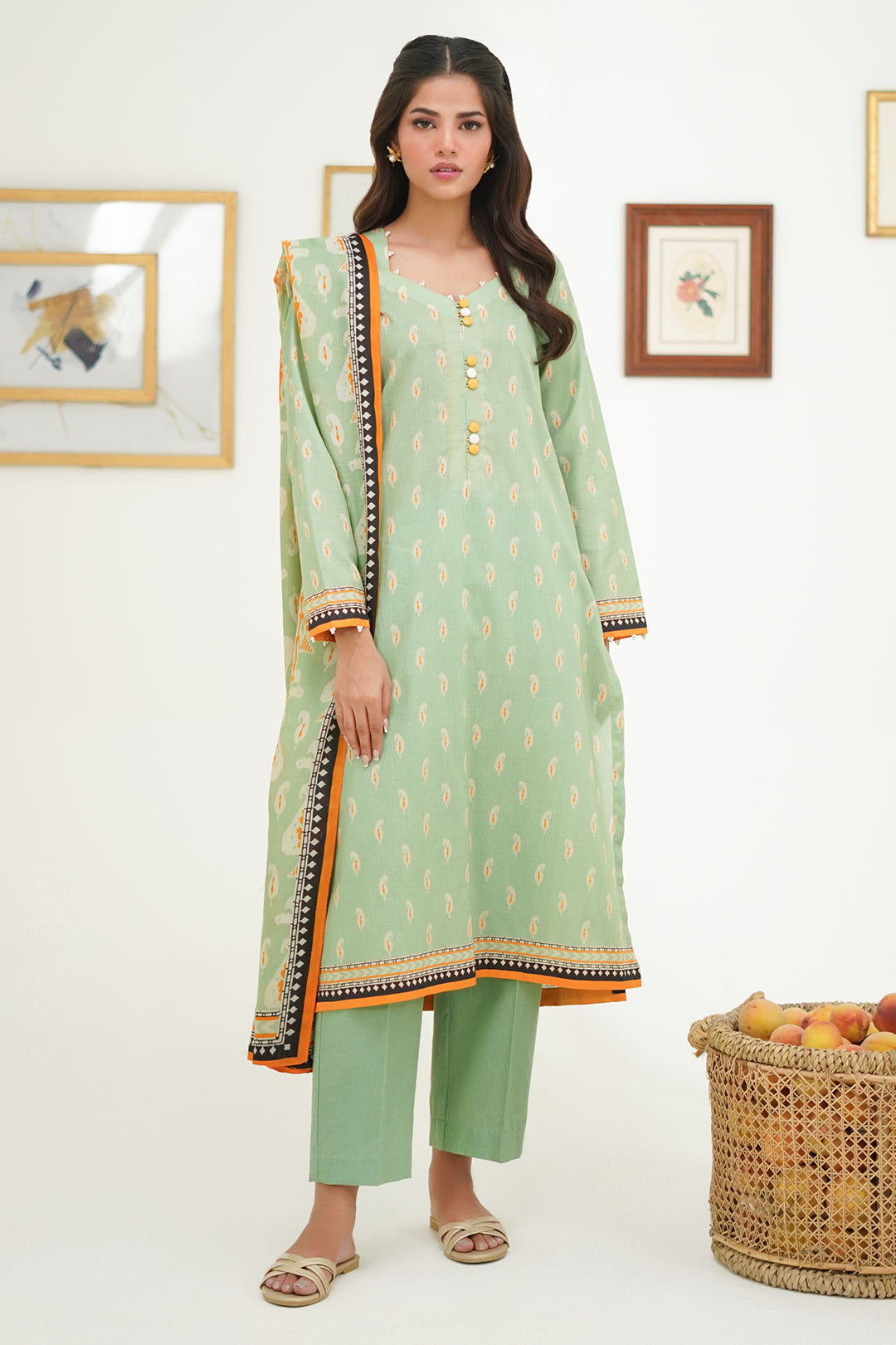 Zellbury | Unstitched 3 Piece Lawn | Shirt Shalwar Dupatta - 1572 - Designer Dress with Intricate embroidery and embellishments. Shop elegent wedding dress at Maria Faisal.