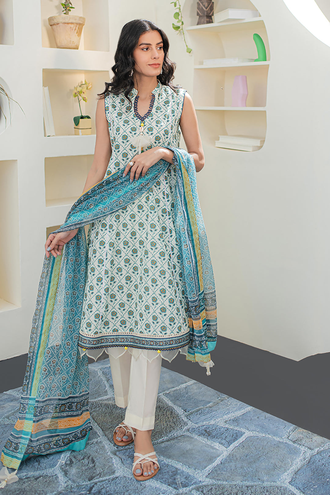 Zellbury | Unstitched 3 Piece Lawn | Shirt Shalwar Dupatta - 1663 - Designer Dress with Intricate embroidery and embellishments. Shop elegent wedding dress at Maria Faisal.