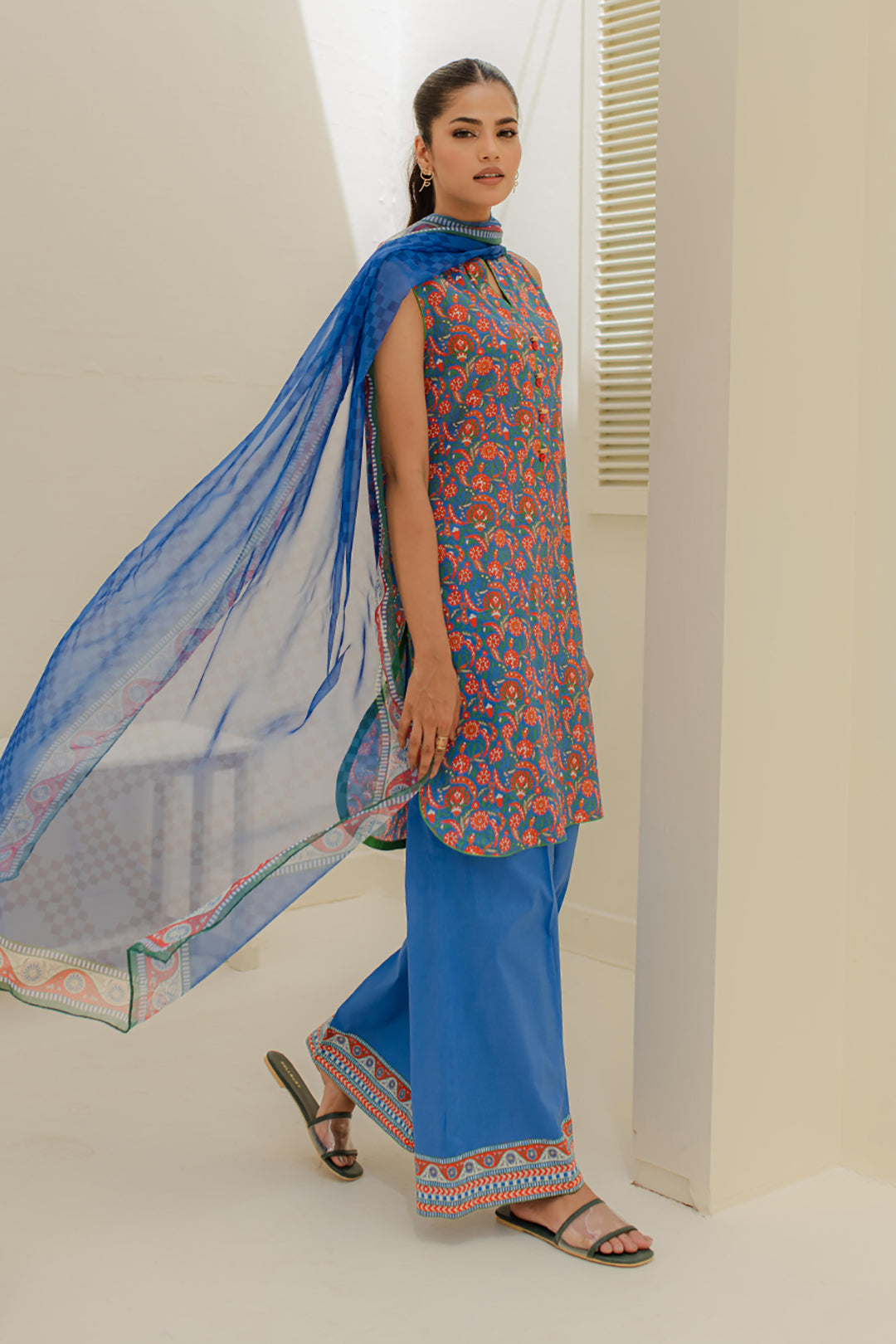 Zellbury | Unstitched 3 Piece Lawn | Shirt Shalwar Dupatta - 1665 - Designer Dress with Intricate embroidery and embellishments. Shop elegent wedding dress at Maria Faisal.