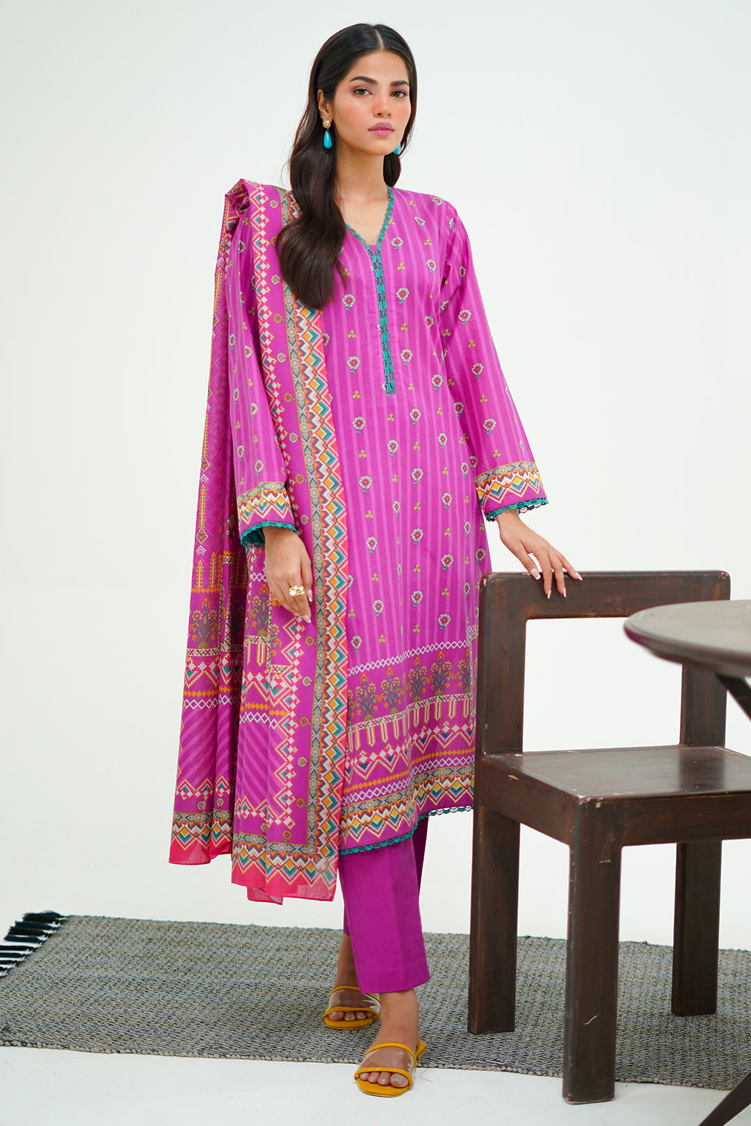 Zellbury | Unstitched 3 Piece Lawn | Shirt Shalwar Dupatta - 1671 - Designer Dress with Intricate embroidery and embellishments. Shop elegent wedding dress at Maria Faisal.