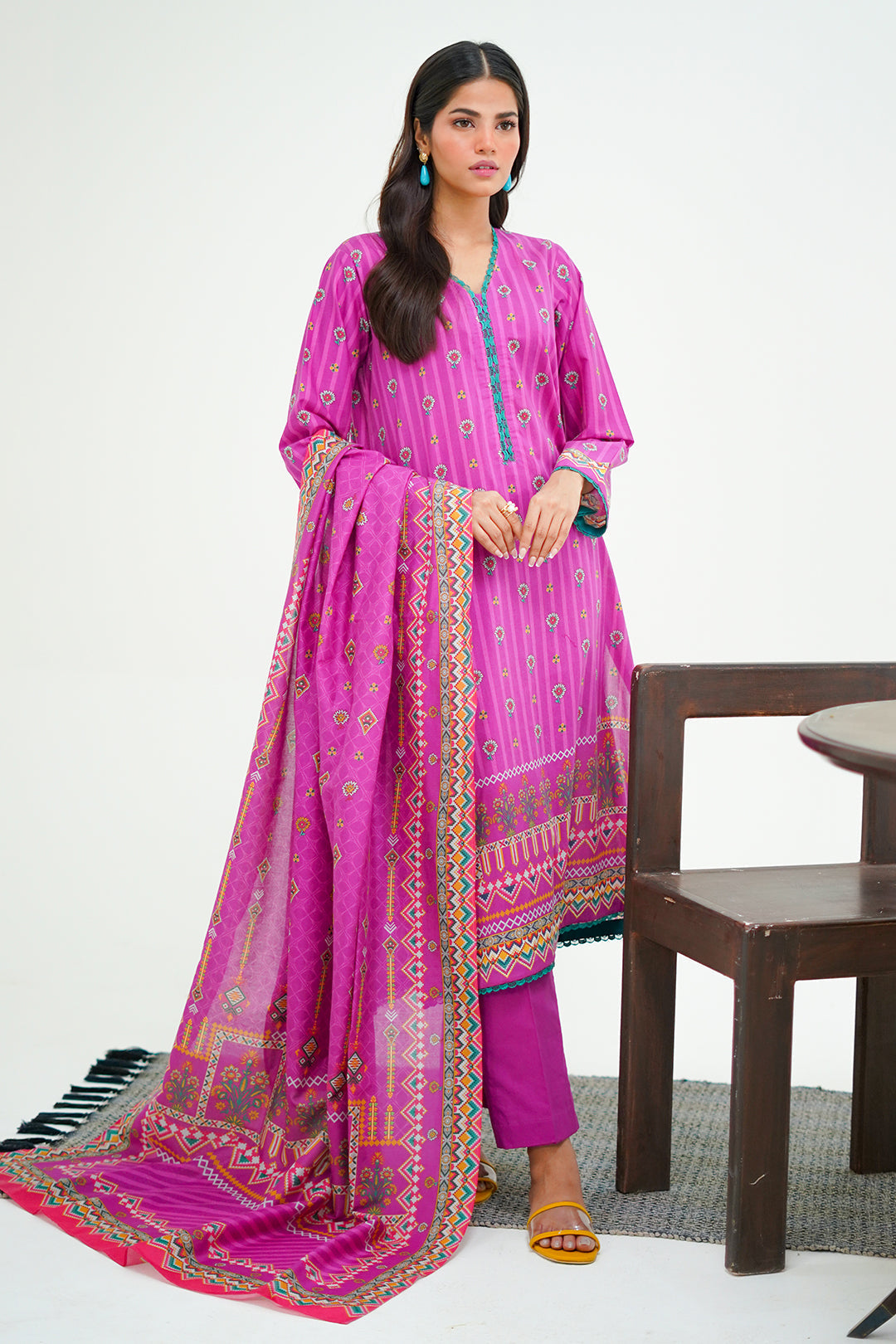 Zellbury | Unstitched 3 Piece Lawn | Shirt Shalwar Dupatta - 1671 - Designer Dress with Intricate embroidery and embellishments. Shop elegent wedding dress at Maria Faisal.