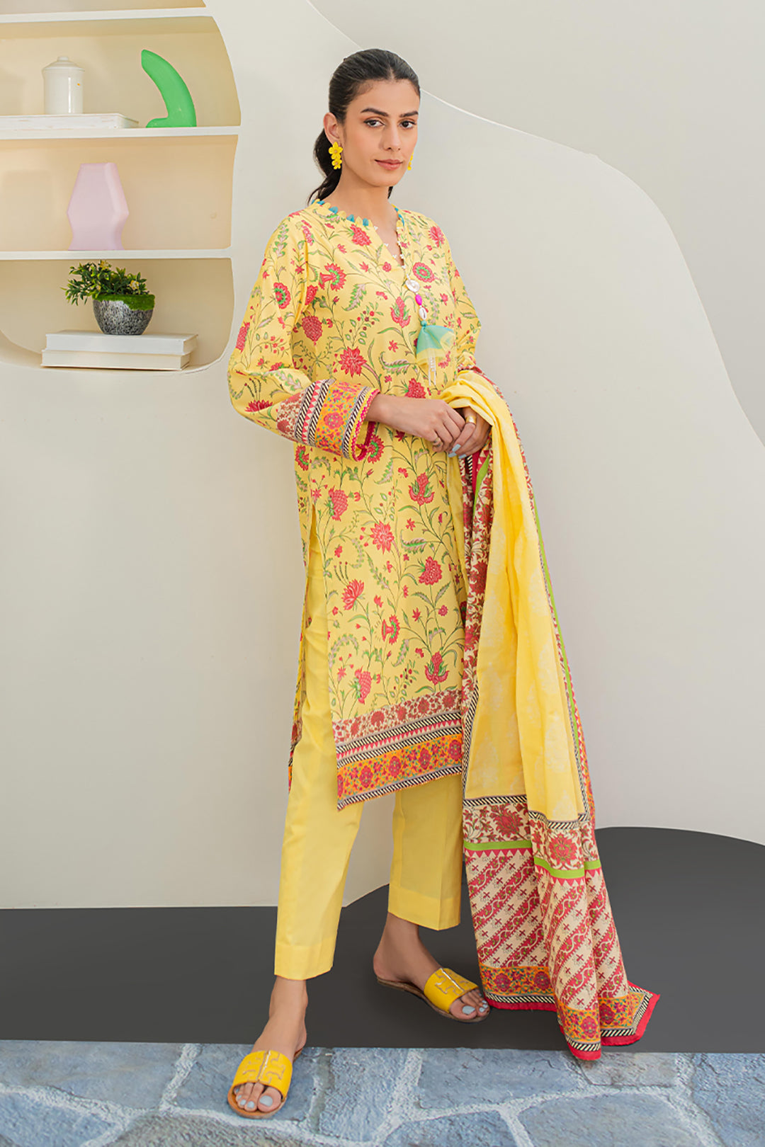 Zellbury | Unstitched 3 Piece Lawn | Shirt Shalwar Dupatta - 1675 - Designer Dress with Intricate embroidery and embellishments. Shop elegent wedding dress at Maria Faisal.