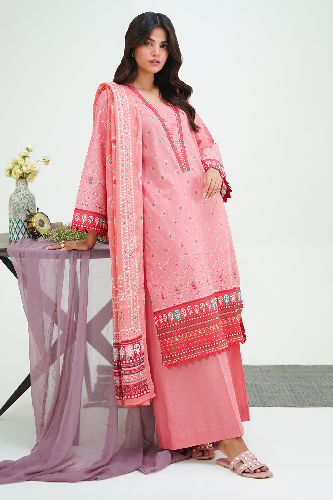 Zellbury | Unstitched 3 Piece Lawn | Shirt Shalwar Dupatta - 1719 - Designer Dress with Intricate embroidery and embellishments. Shop elegent wedding dress at Maria Faisal.