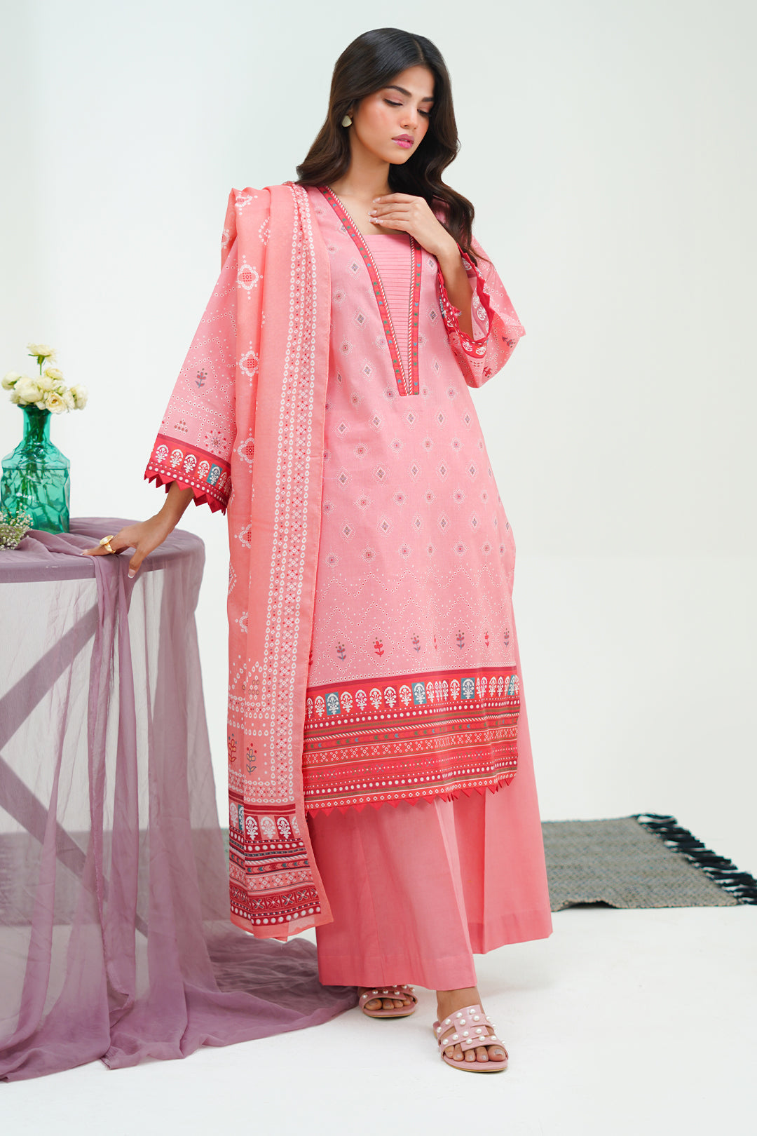 Zellbury | Unstitched 3 Piece Lawn | Shirt Shalwar Dupatta - 1719 - Designer Dress with Intricate embroidery and embellishments. Shop elegent wedding dress at Maria Faisal.