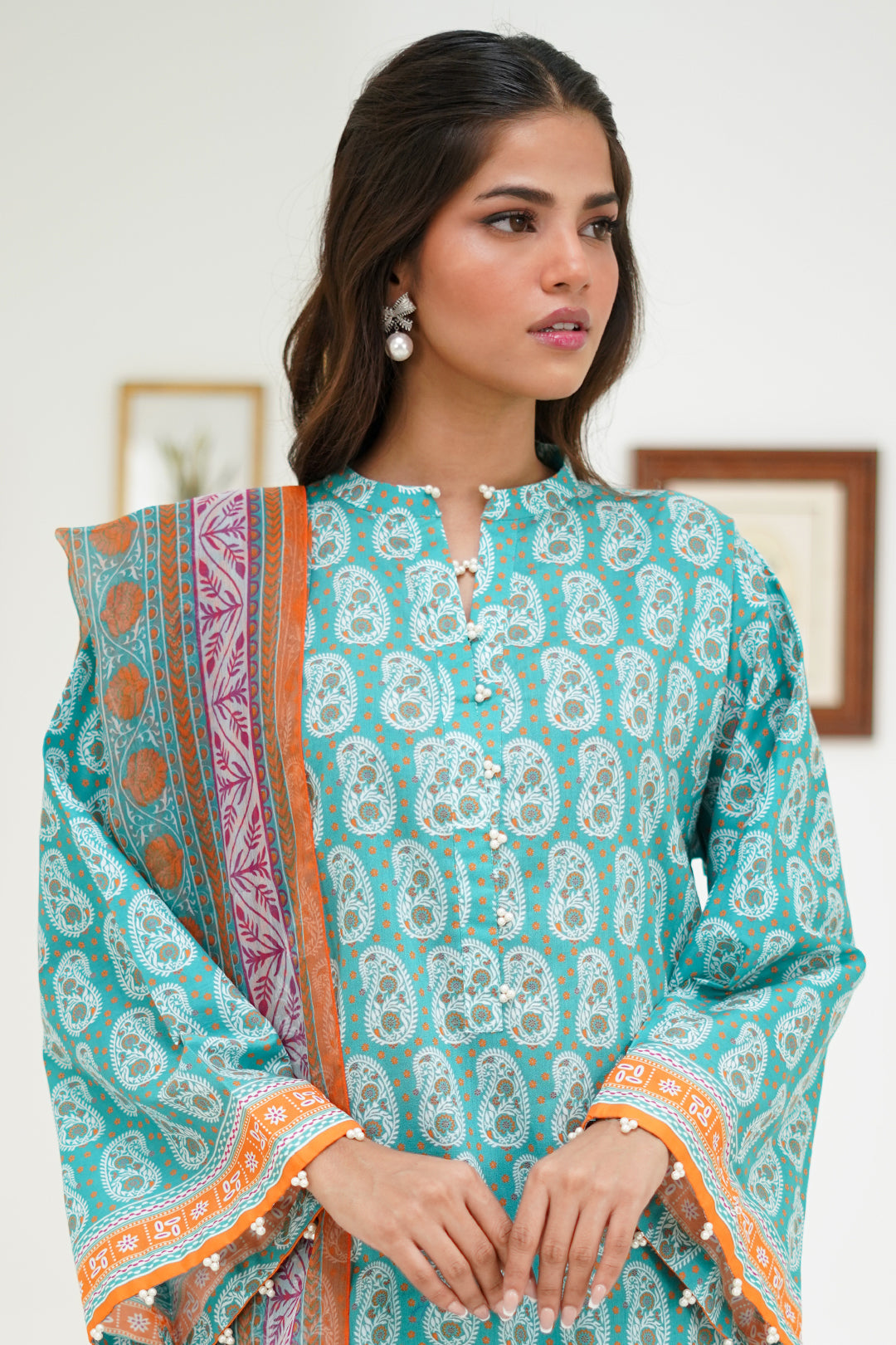 Zellbury | Unstitched 3 Piece Lawn | Shirt Shalwar Dupatta - 1721 - Designer Dress with Intricate embroidery and embellishments. Shop elegent wedding dress at Maria Faisal.
