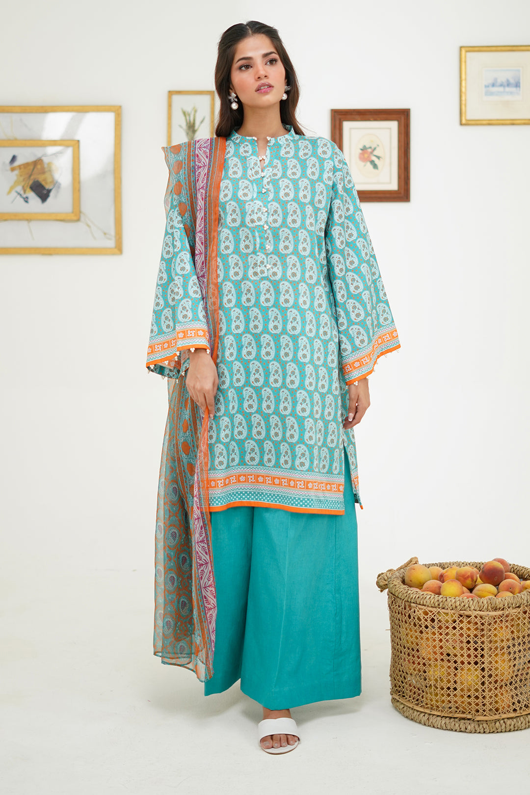 Zellbury | Unstitched 3 Piece Lawn | Shirt Shalwar Dupatta - 1721 - Designer Dress with Intricate embroidery and embellishments. Shop elegent wedding dress at Maria Faisal.