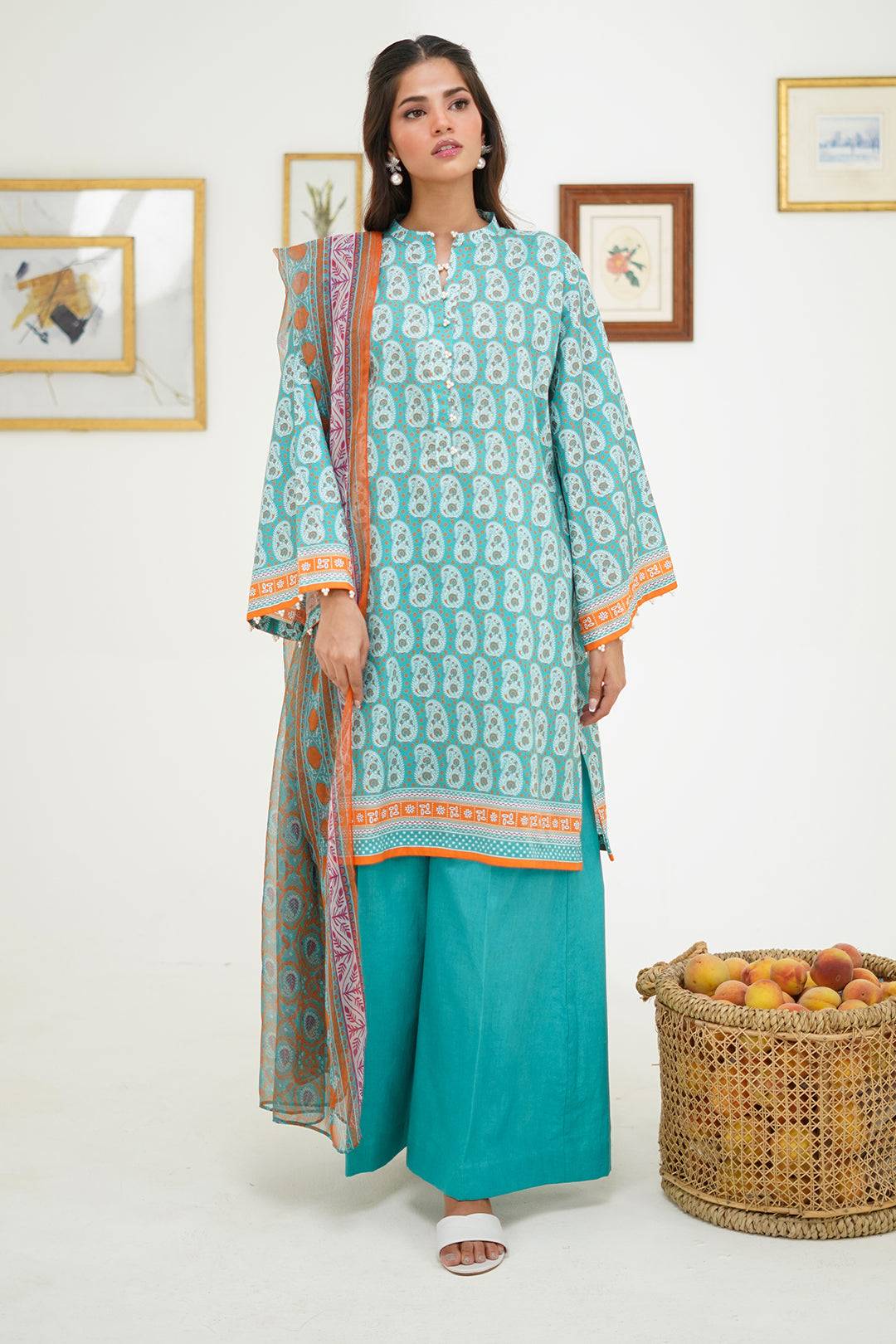 Zellbury | Unstitched 3 Piece Lawn | Shirt Shalwar Dupatta - 1721 by Maria Faisal - Registered Vendor of : Zellbury Women - type : Essential Unstitched - 100% original wedding dresses