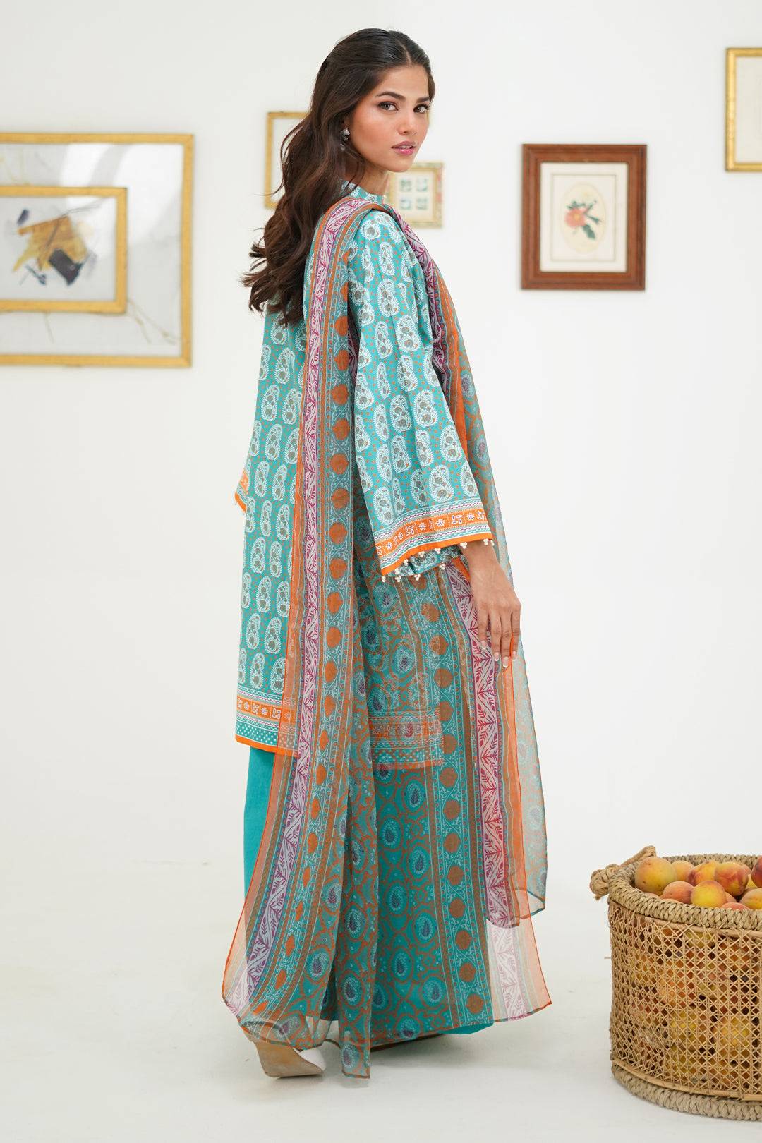 Zellbury | Unstitched 3 Piece Lawn | Shirt Shalwar Dupatta - 1721 by Maria Faisal - Registered Vendor of : Zellbury Women - type : Essential Unstitched - 100% original wedding dresses