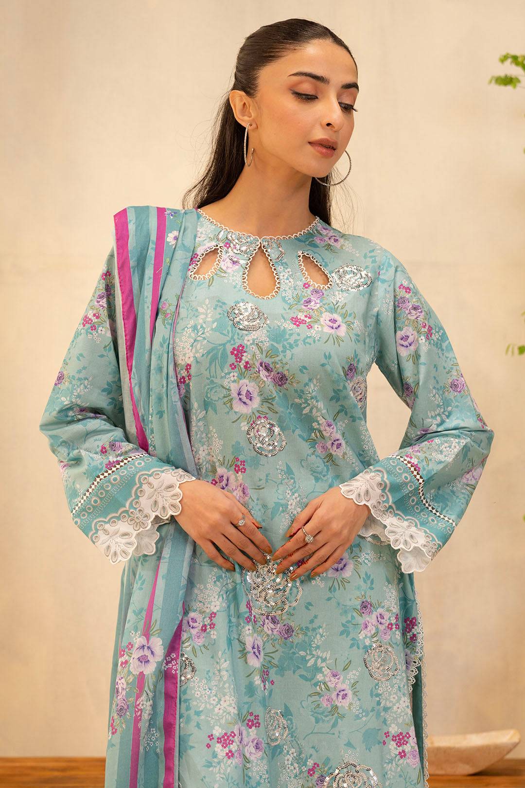 Zellbury | Unstitched 2 Piece Lawn | Embroidered Shirt Dupatta - 0021 by Maria Faisal - Registered Vendor of : Zellbury Women - type : Essential Unstitched - 100% original wedding dresses