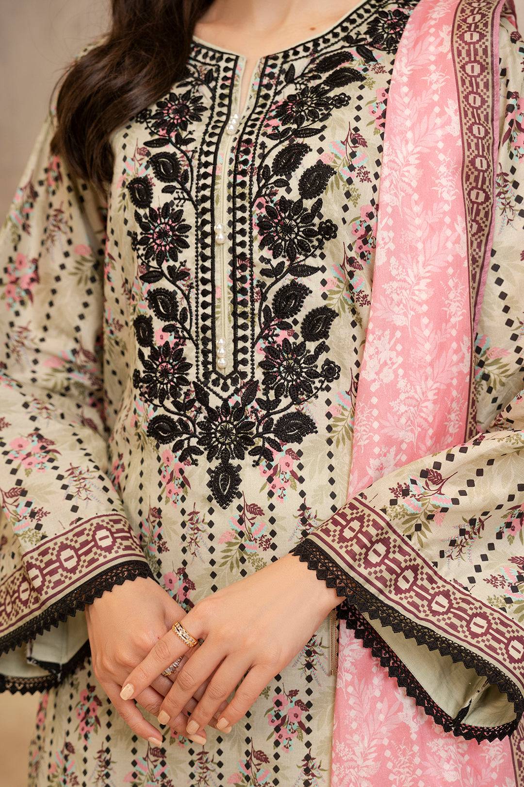Zellbury | Unstitched 2 Piece Lawn | Embroidered Shirt Dupatta - 0103 by Maria Faisal - Registered Vendor of : Zellbury Women - type : Essential Unstitched - 100% original wedding dresses