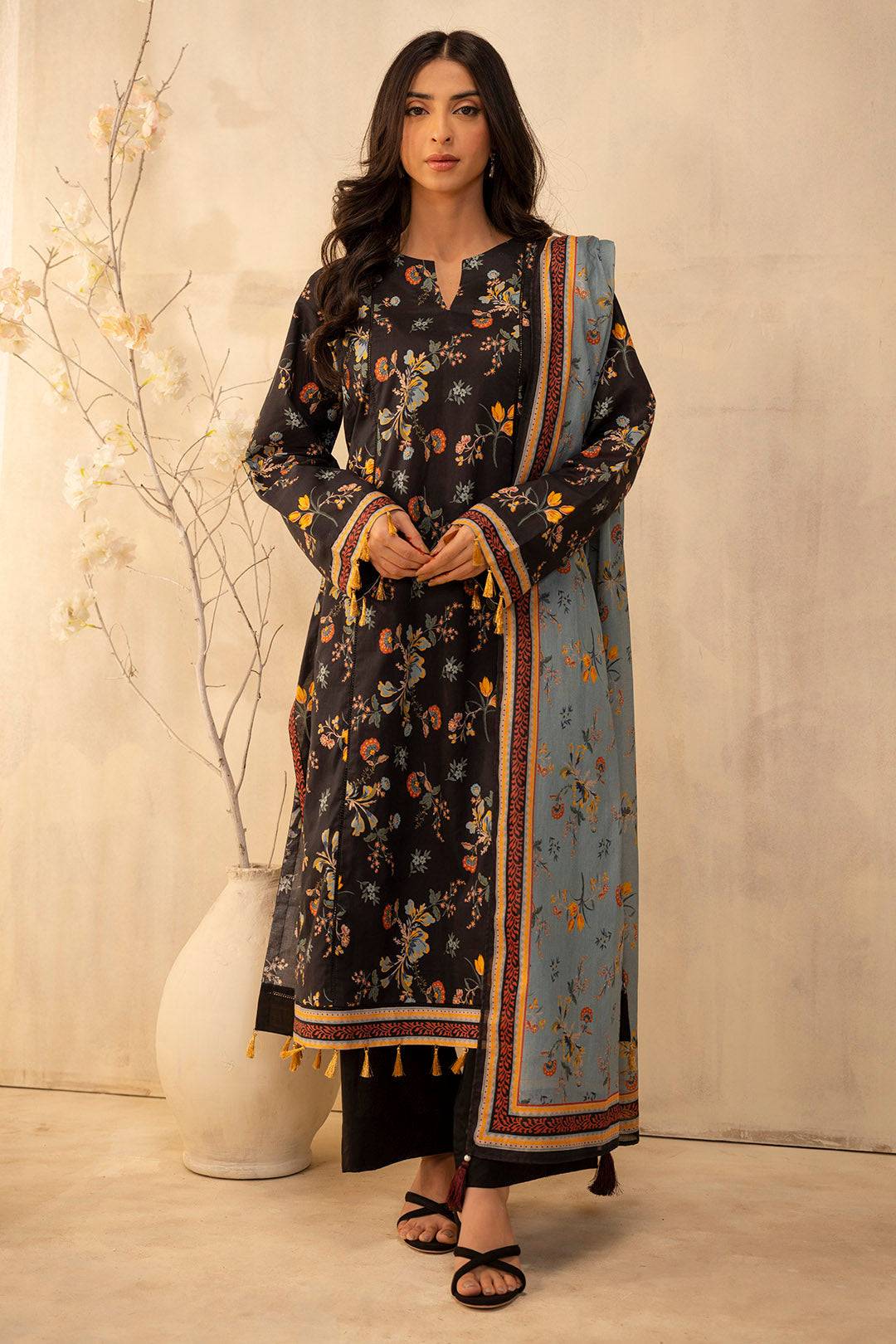 Zellbury | Unstitched 2 Piece Lawn | Shirt Dupatta - 0007 by Maria Faisal - Registered Vendor of : Zellbury Women - type : Essential Unstitched - 100% original wedding dresses