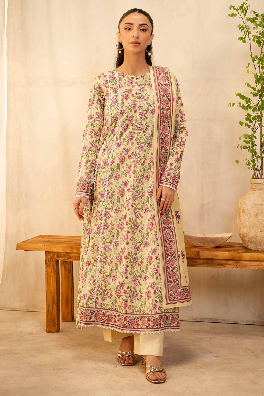 Zellbury | Unstitched 2 Piece Lawn | Shirt Dupatta - 0009 by Maria Faisal - Registered Vendor of : Zellbury Women - type : Essential Unstitched - 100% original wedding dresses