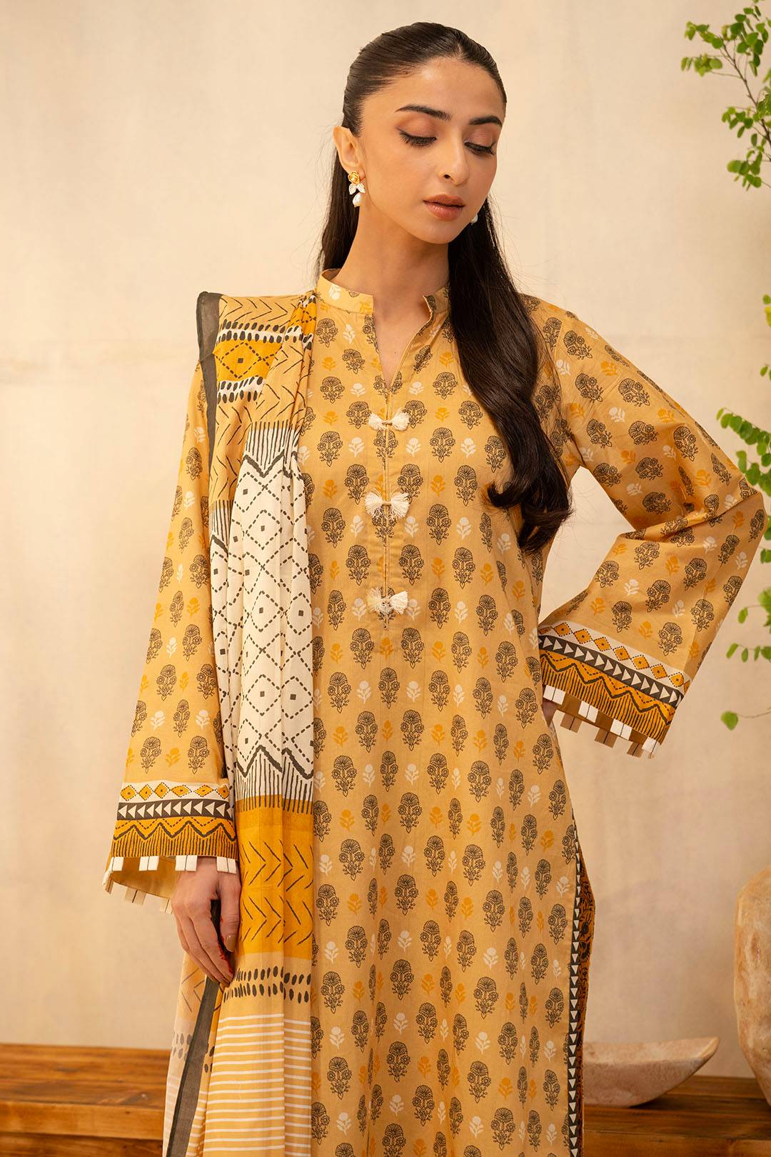 Zellbury | Unstitched 2 Piece Lawn | Shirt Dupatta - 0010 by Maria Faisal - Registered Vendor of : Zellbury Women - type : Essential Unstitched - 100% original wedding dresses