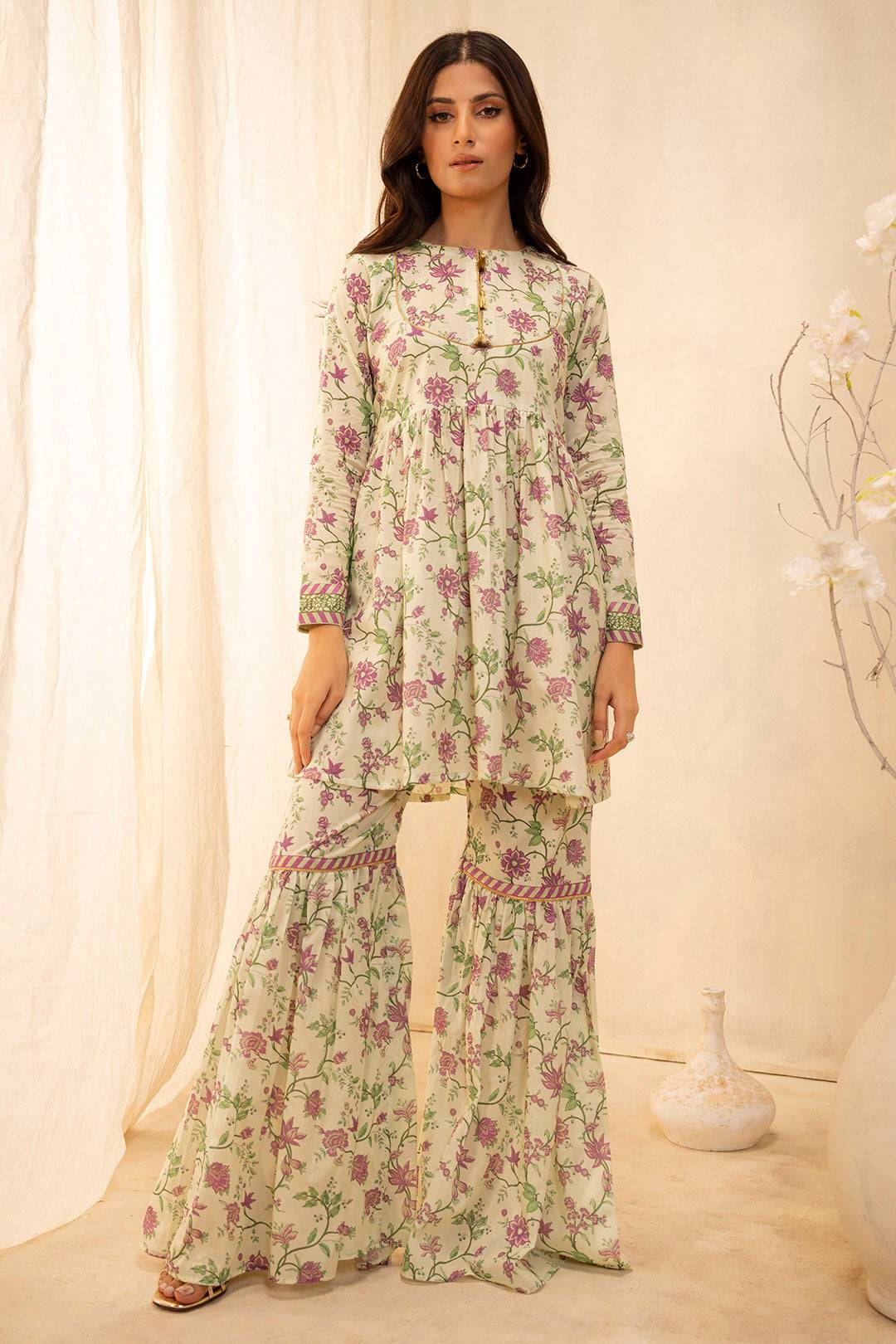 Zellbury | Unstitched 2 Piece Lawn | Shirt Shalwar - 0012 by Maria Faisal - Registered Vendor of : Zellbury Women - type : Essential Unstitched - 100% original wedding dresses
