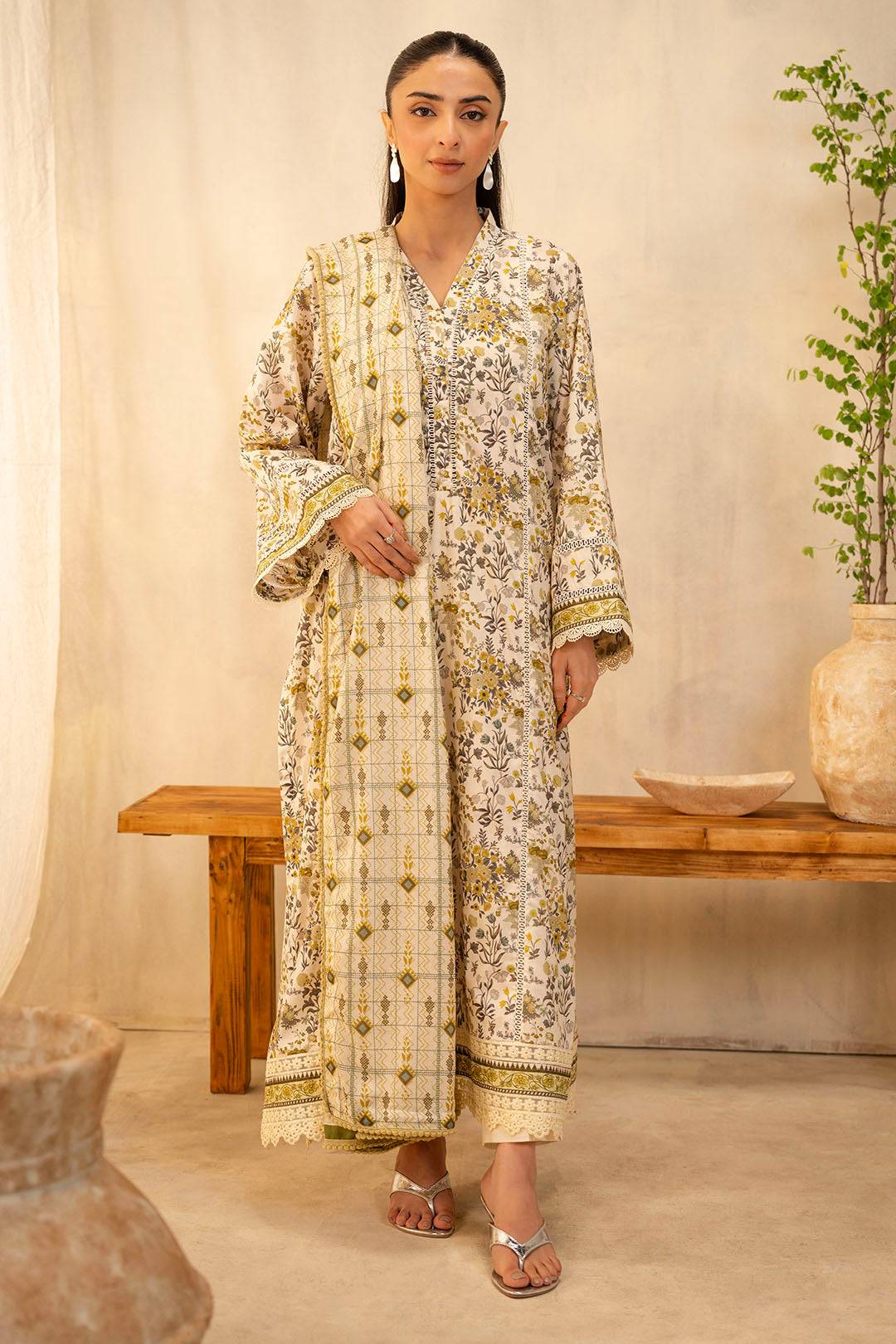 Zellbury | Unstitched 2 Piece Lawn | Shirt Dupatta - 0085 by Maria Faisal - Registered Vendor of : Zellbury Women - type : Essential Unstitched - 100% original wedding dresses
