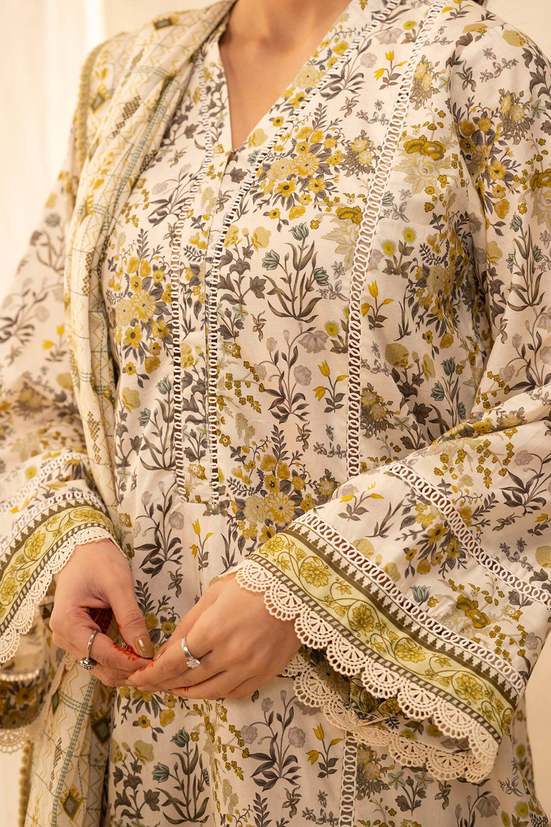 Zellbury | Unstitched 2 Piece Lawn | Shirt Dupatta - 0085 by Maria Faisal - Registered Vendor of : Zellbury Women - type : Essential Unstitched - 100% original wedding dresses