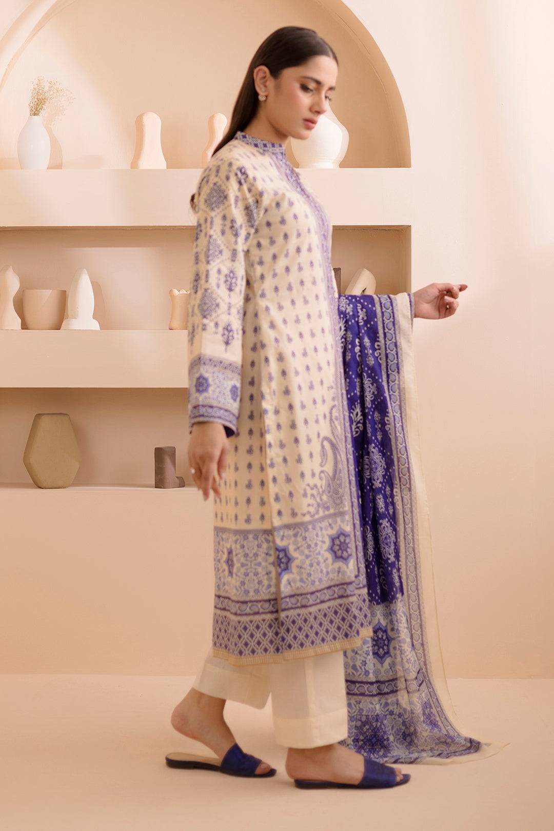 Zellbury | Unstitched 2 Piece Lawn | Shirt Dupatta - 0158 by Maria Faisal - Registered Vendor of : Zellbury Women - type : Essential Unstitched - 100% original wedding dresses