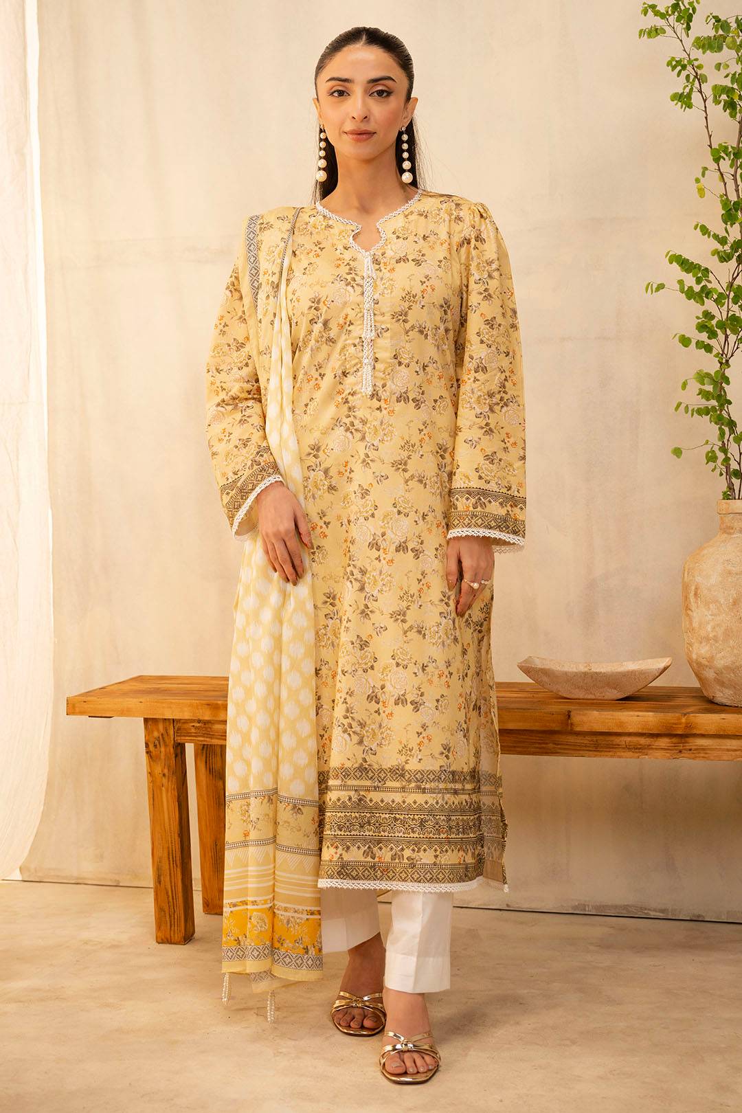 Zellbury | Unstitched 2 Piece Lawn | Shirt Dupatta - 0225 by Maria Faisal - Registered Vendor of : Zellbury Women - type : Essential Unstitched - 100% original wedding dresses