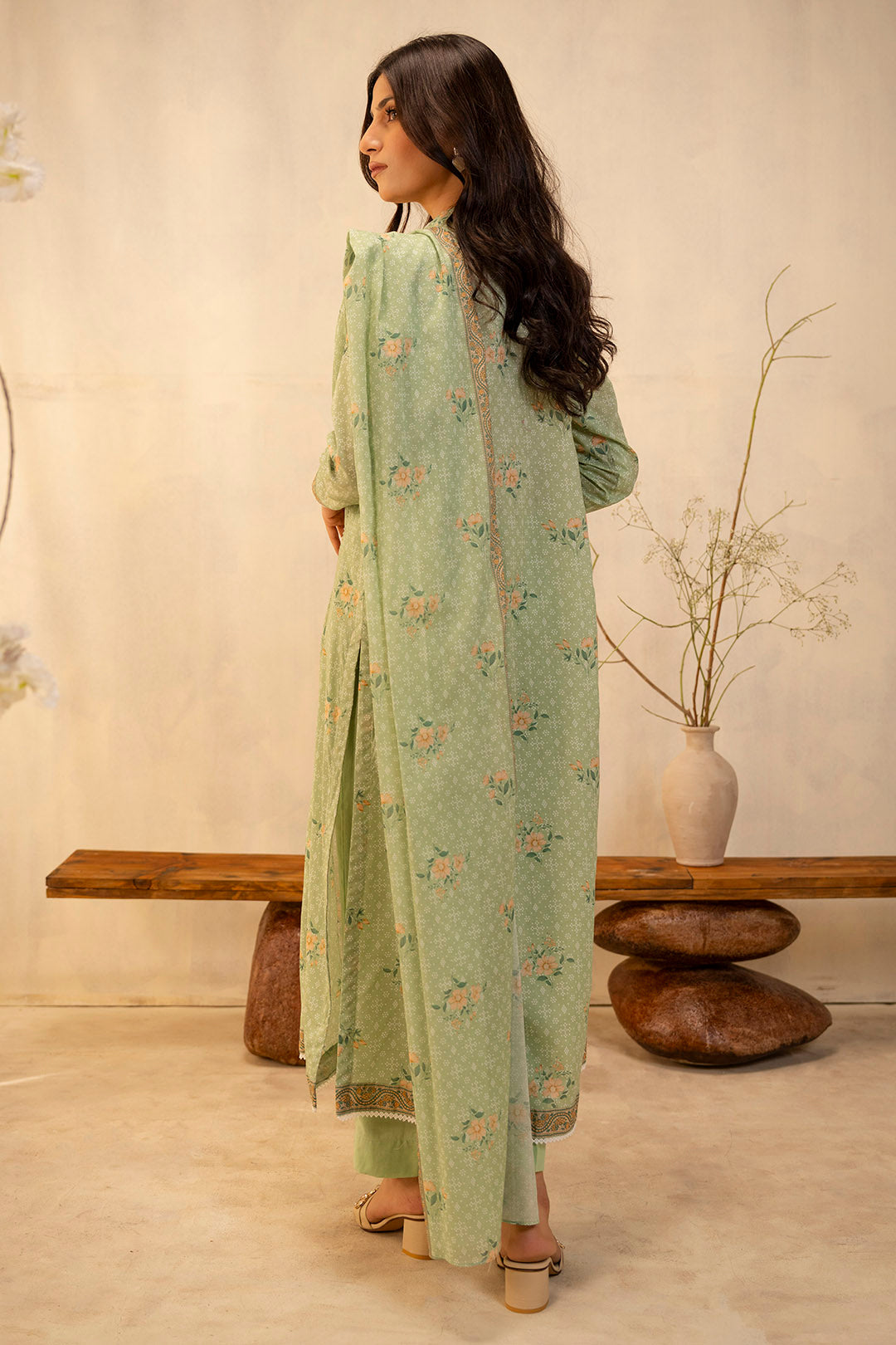 Zellbury | Unstitched 3 Piece Lawn | Shirt Shalwar Dupatta - 0025 - Designer Dress with Intricate embroidery and embellishments. Shop elegent wedding dress at Maria Faisal.