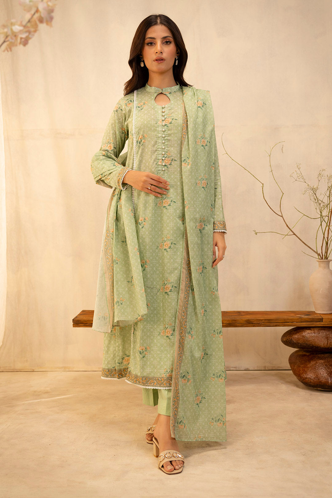Zellbury | Unstitched 3 Piece Lawn | Shirt Shalwar Dupatta - 0025 - Designer Dress with Intricate embroidery and embellishments. Shop elegent wedding dress at Maria Faisal.
