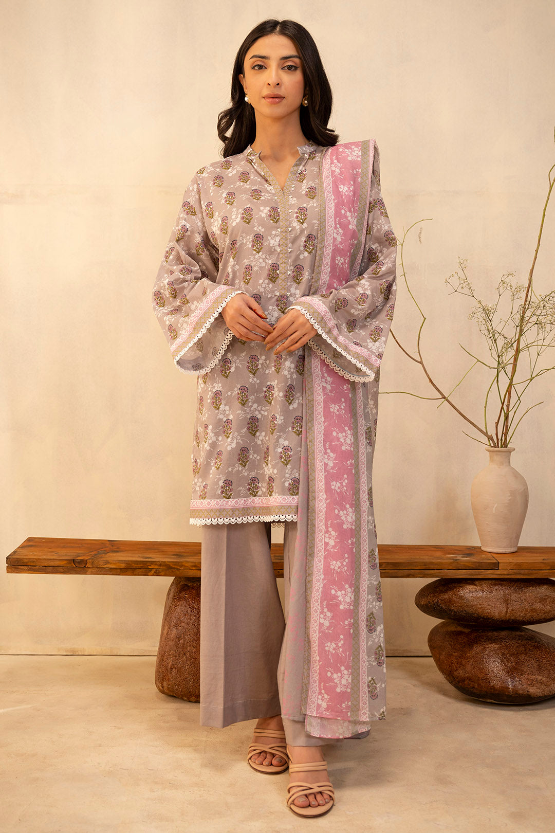 Zellbury | Unstitched 3 Piece Lawn | Shirt Shalwar Dupatta - 0029 - Designer Dress with Intricate embroidery and embellishments. Shop elegent wedding dress at Maria Faisal.