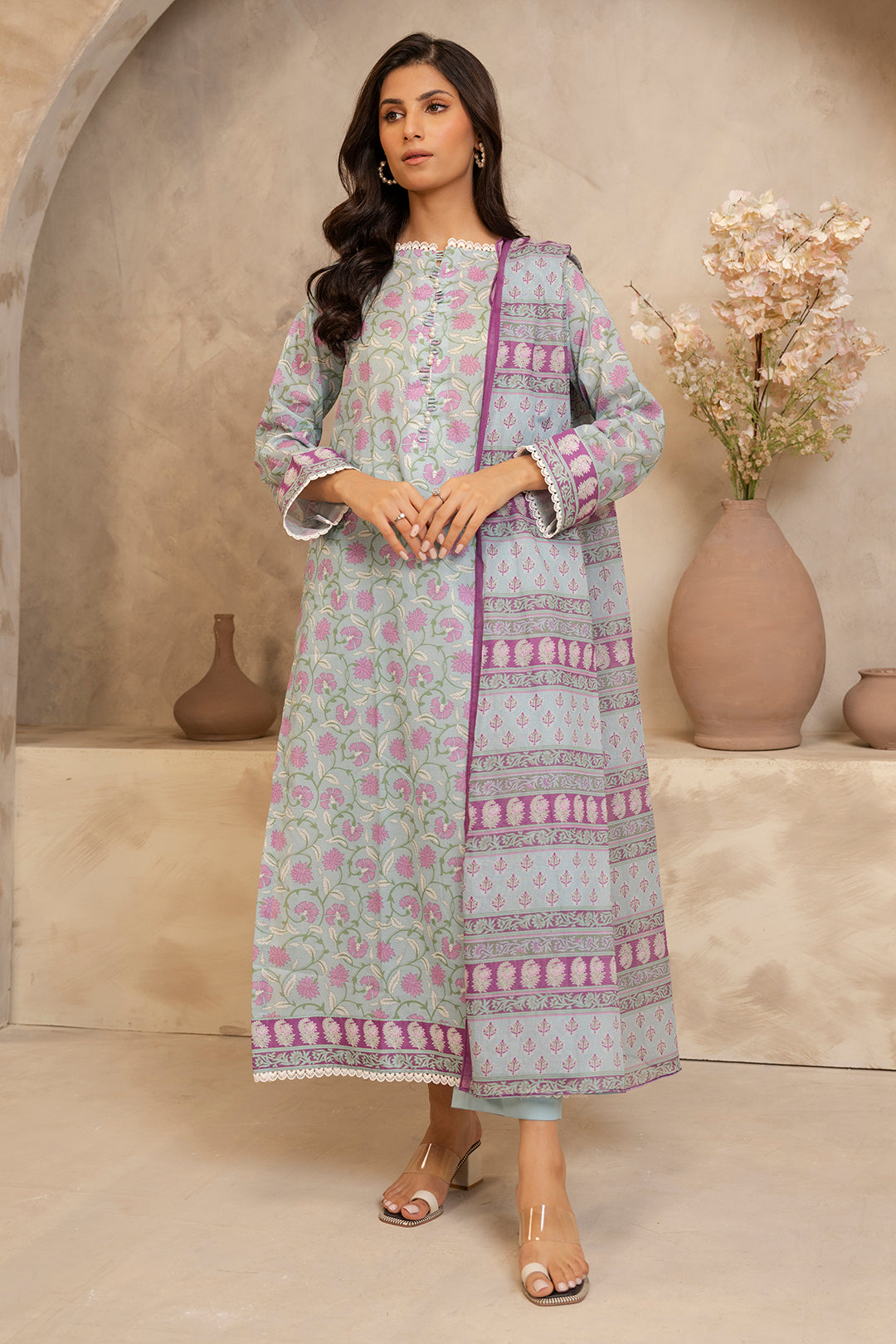 Zellbury | Unstitched 3 Piece Lawn | Shirt Shalwar Dupatta - 0031 - Designer Dress with Intricate embroidery and embellishments. Shop elegent wedding dress at Maria Faisal.