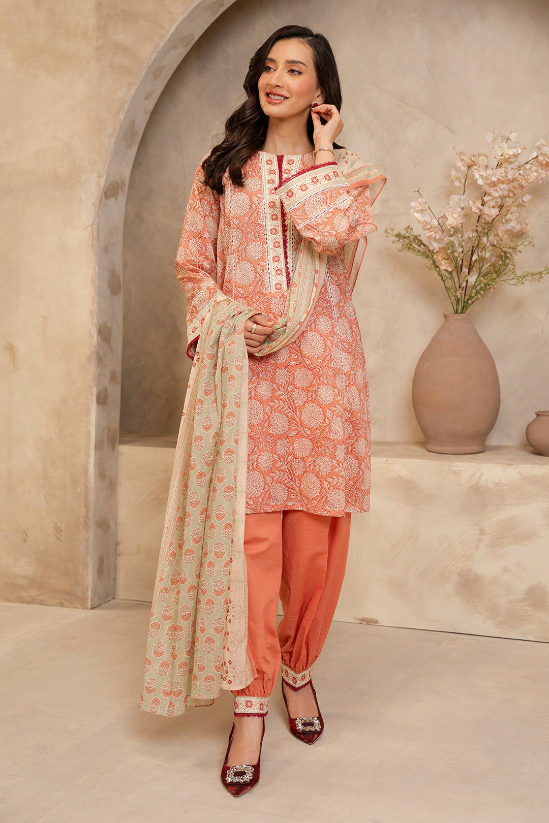 Zellbury | Unstitched 3 Piece Lawn | Shirt Shalwar Dupatta - 0032 - Designer Dress with Intricate embroidery and embellishments. Shop elegent wedding dress at Maria Faisal.