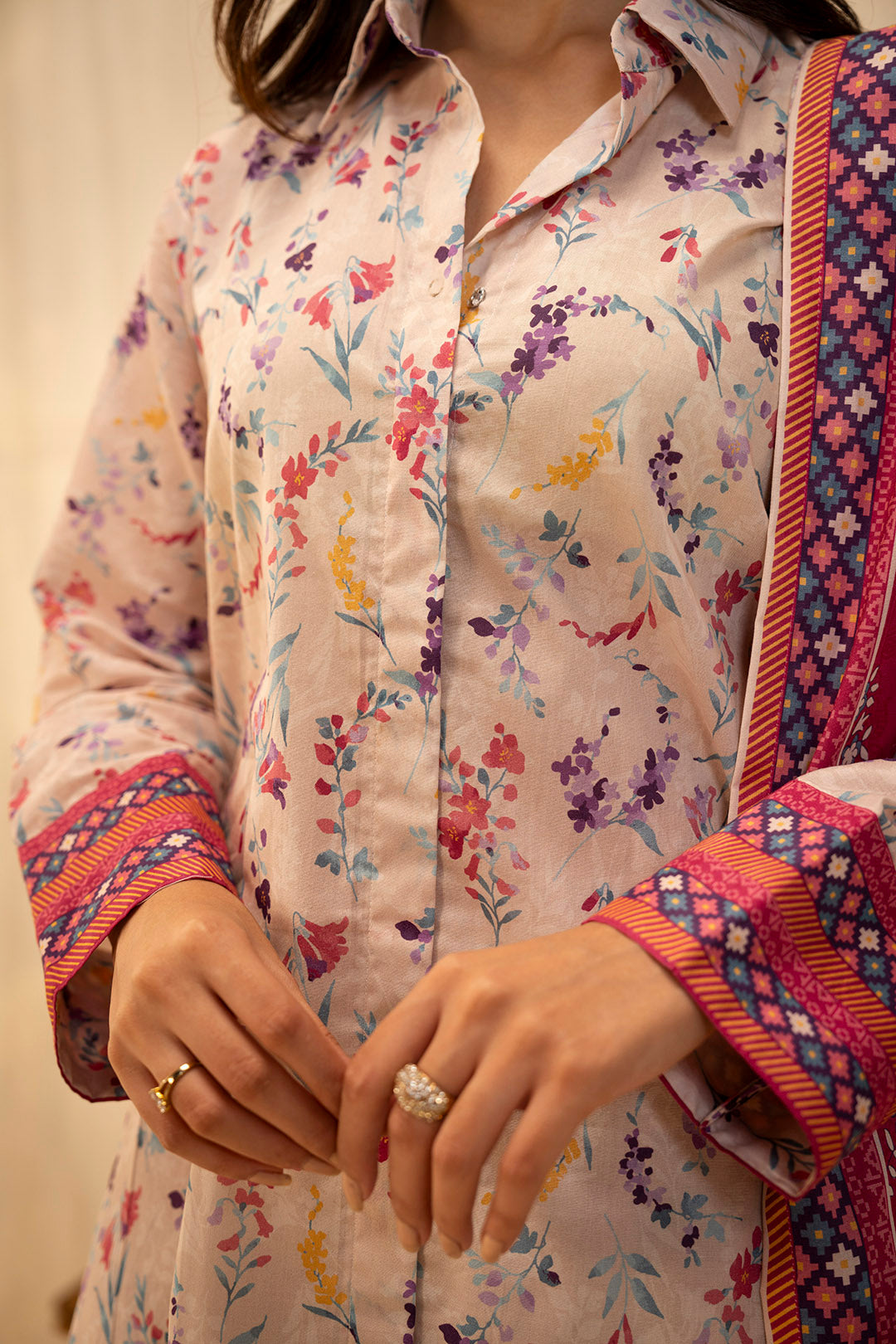 Zellbury | Unstitched 3 Piece Lawn | Shirt Shalwar Dupatta - 0054 - Designer Dress with Intricate embroidery and embellishments. Shop elegent wedding dress at Maria Faisal.