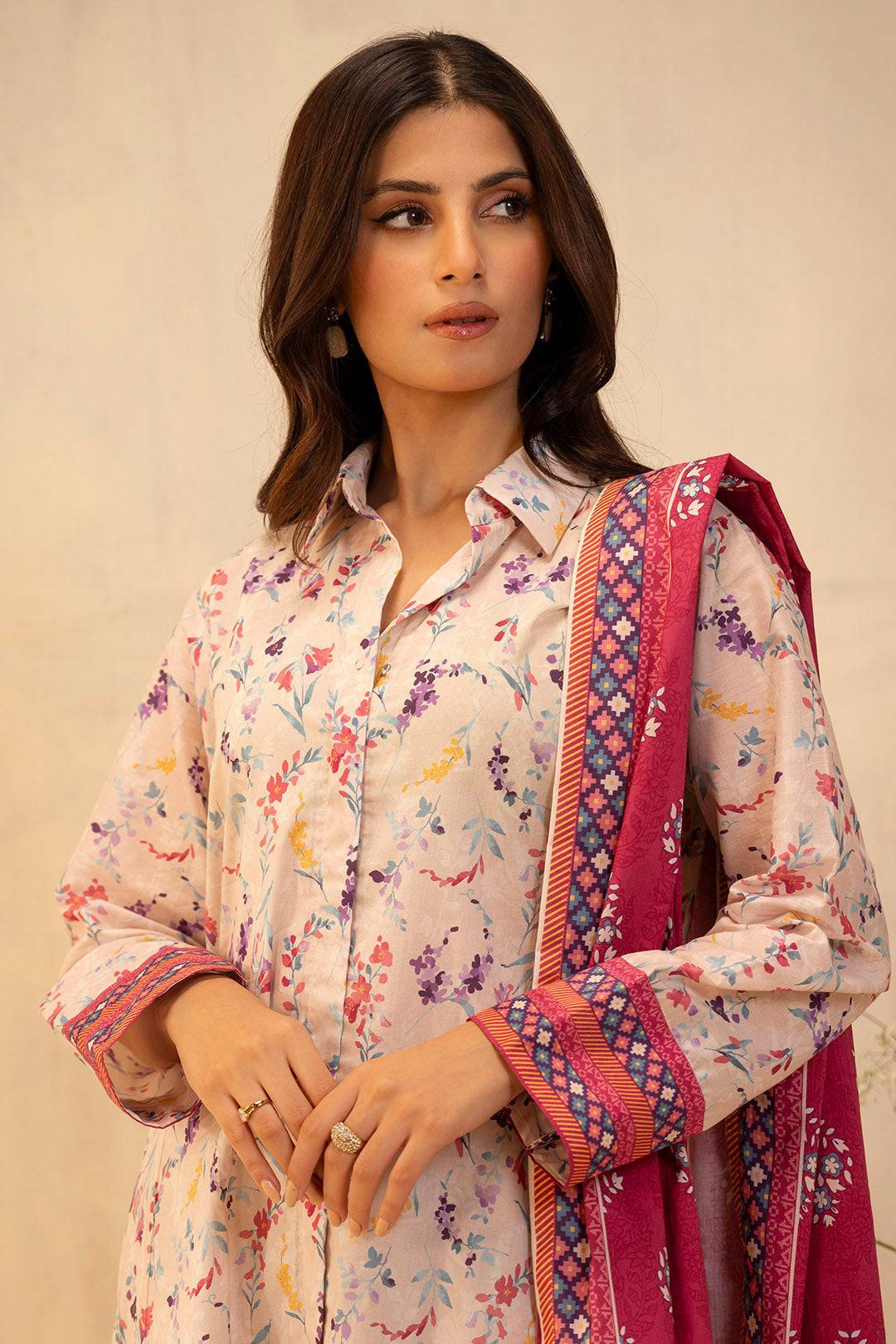 Zellbury | Unstitched 3 Piece Lawn | Shirt Shalwar Dupatta - 0054 by Maria Faisal - Registered Vendor of : Zellbury Women - type : Essential Unstitched - 100% original wedding dresses