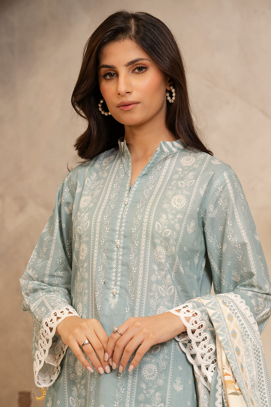 Zellbury | Unstitched 3 Piece Lawn | Shirt Shalwar Dupatta - 0058 - Designer Dress with Intricate embroidery and embellishments. Shop elegent wedding dress at Maria Faisal.