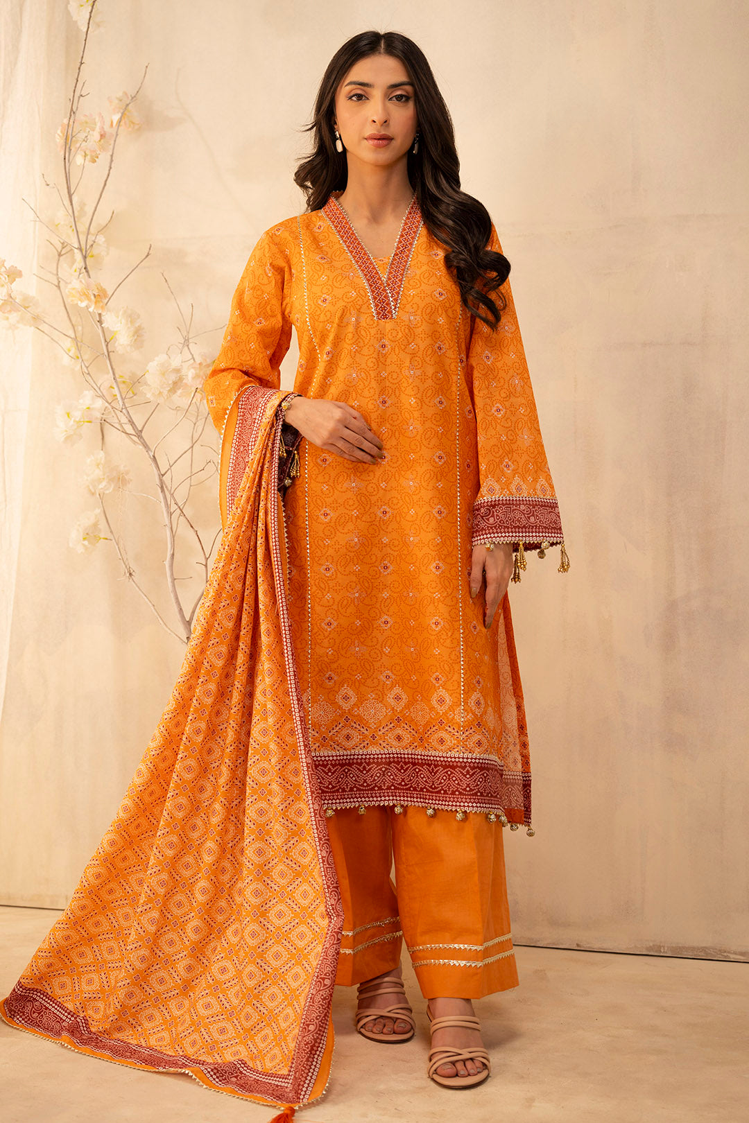 Zellbury | Unstitched 3 Piece Lawn | Shirt Shalwar Dupatta - 0115 - Designer Dress with Intricate embroidery and embellishments. Shop elegent wedding dress at Maria Faisal.